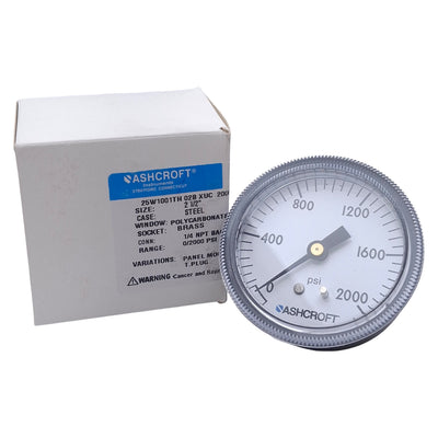 New Ashcroft 25W1001TH02BXUC2000# Pneumatic Pressure Gauge, 0-2000psi Range, 2-1/2in