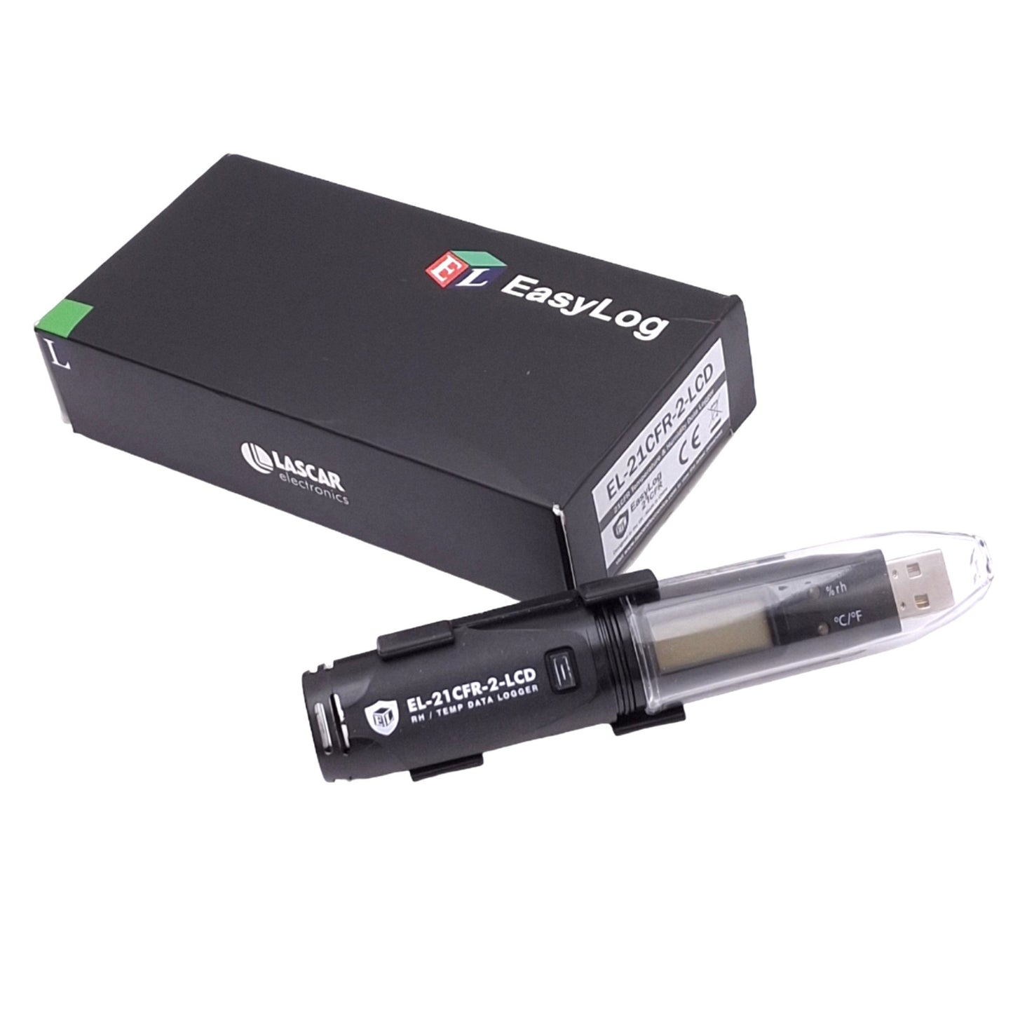 Used Lascar EL-21CFR-2-LCD EasyLog Data Logger, Temperature/Humidity, -35~80C 0-100RH