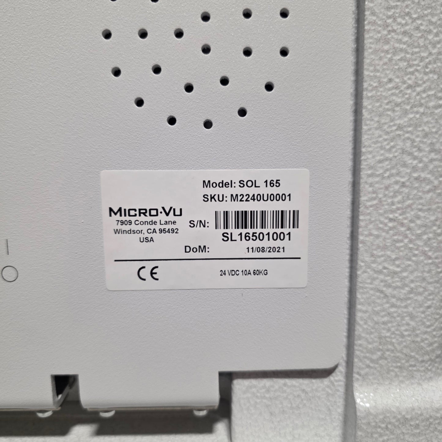 Used Micro Vu SOL 165 Manual Vision System 160 x 160 x 160mm, 1µm Resolution, 120VAC
