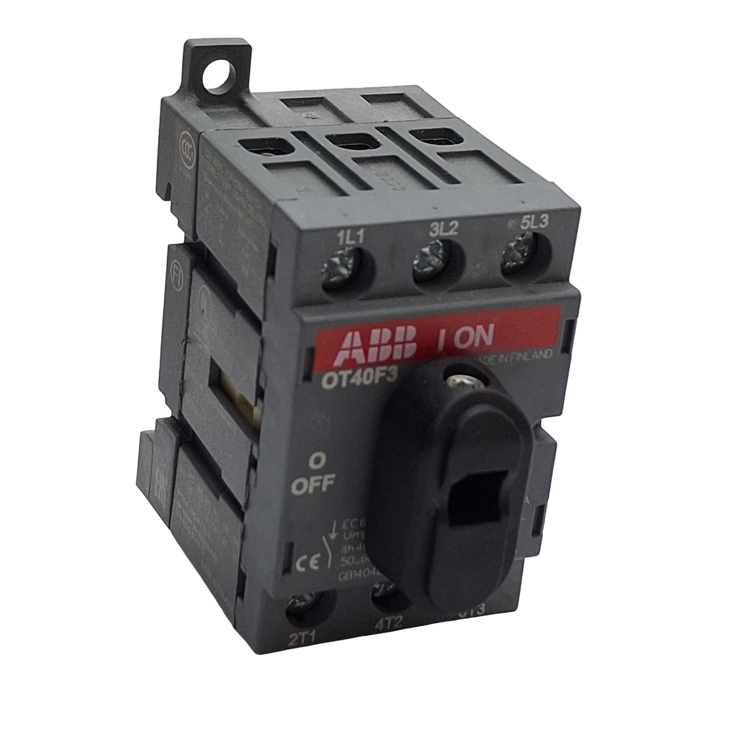 Used ABB OT40F3 Disconnect Switch 40A 600VAC, 3-Pole, Non-Fusible, DIN Rail Mount