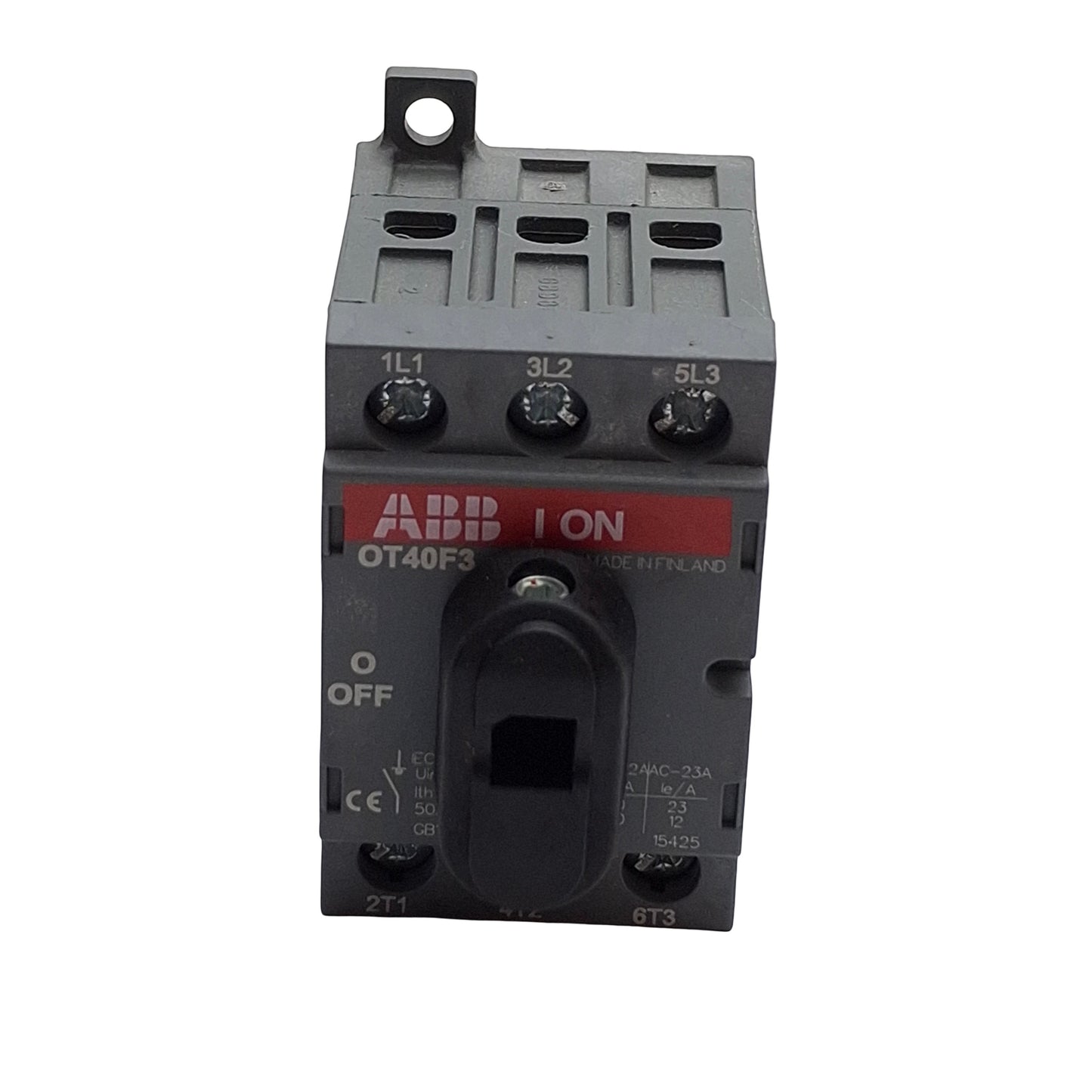 Used ABB OT40F3 Disconnect Switch 40A 600VAC, 3-Pole, Non-Fusible, DIN Rail Mount