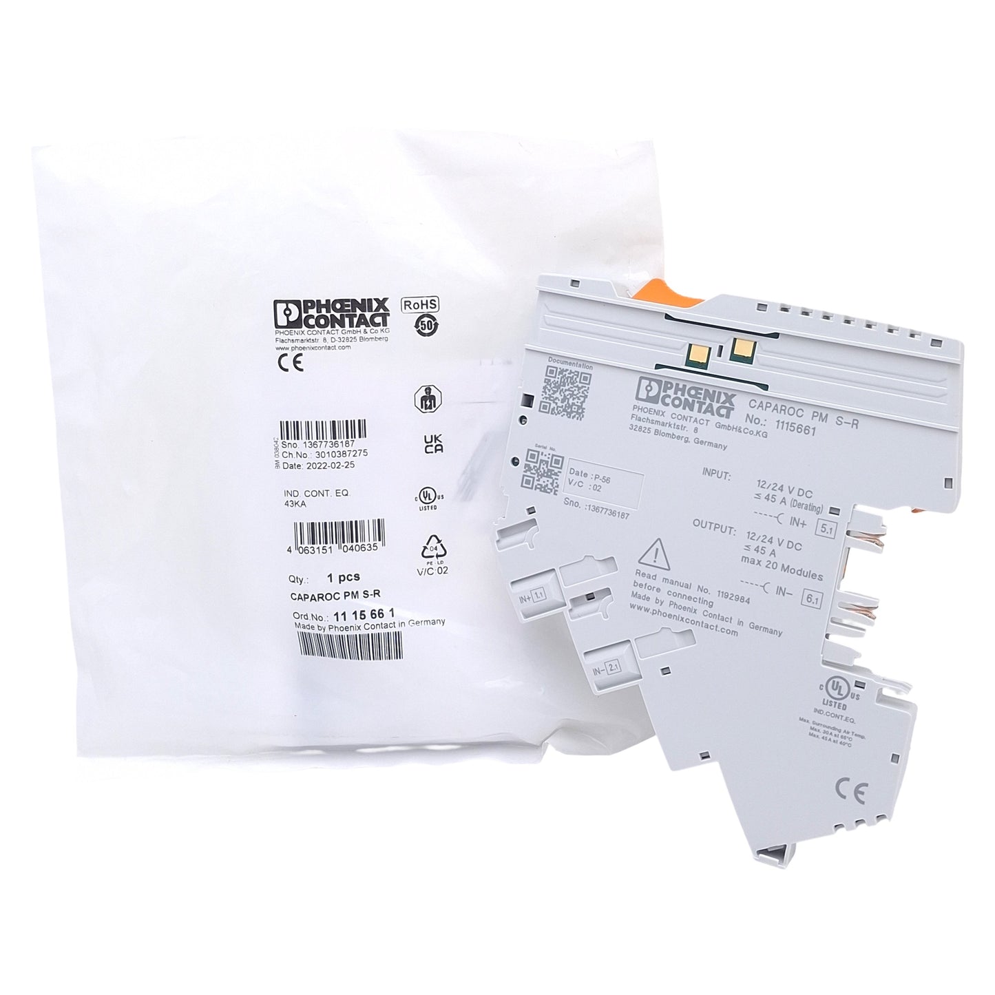 New Phoenix Contact CAPAROC PM S-R Feed-In Module, 7-30VDC In, 20mA 30VDC Out