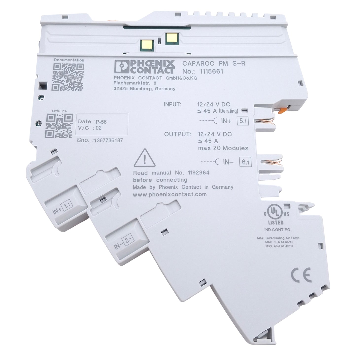New Phoenix Contact CAPAROC PM S-R Feed-In Module, 7-30VDC In, 20mA 30VDC Out