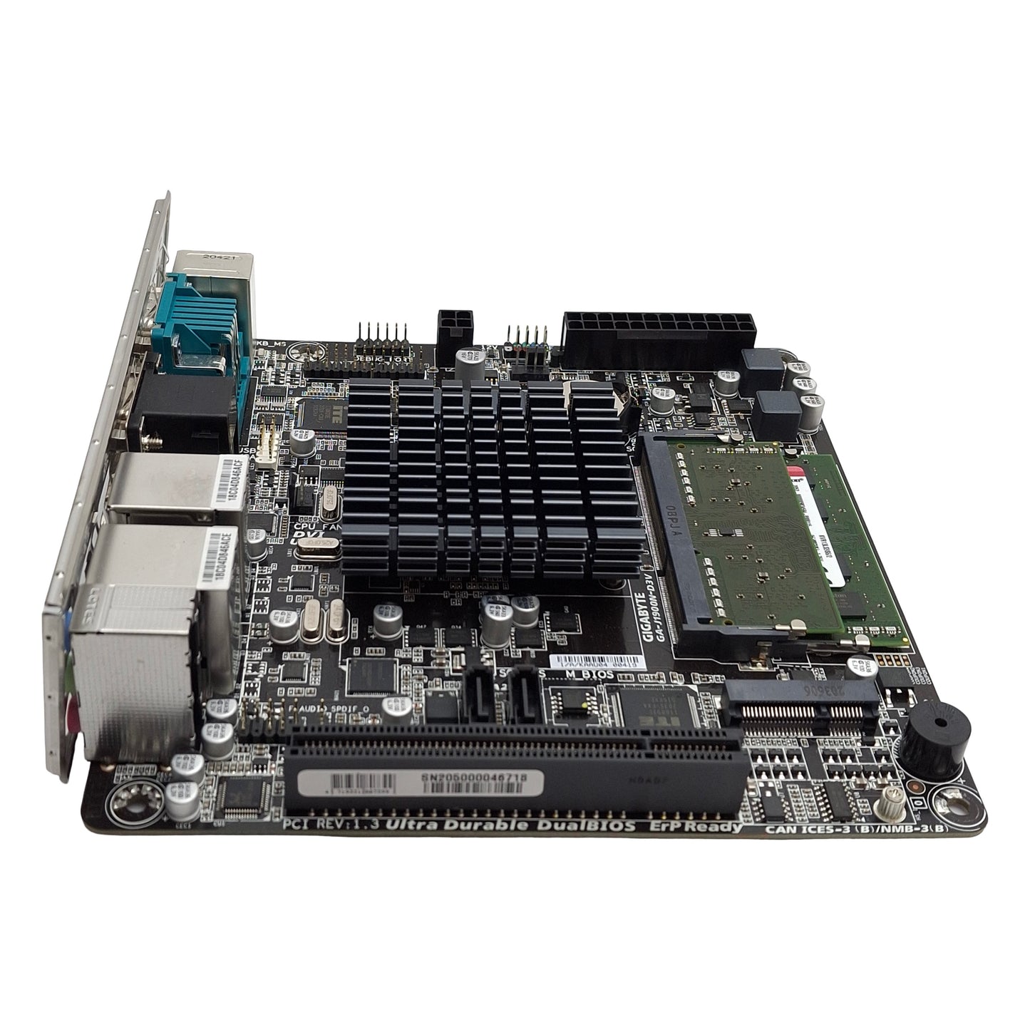Used GIGABYTE GA-J1900N-D3V Motherboard & CPU Intel Celeron J1900 4GB DDR3 RAM PCI