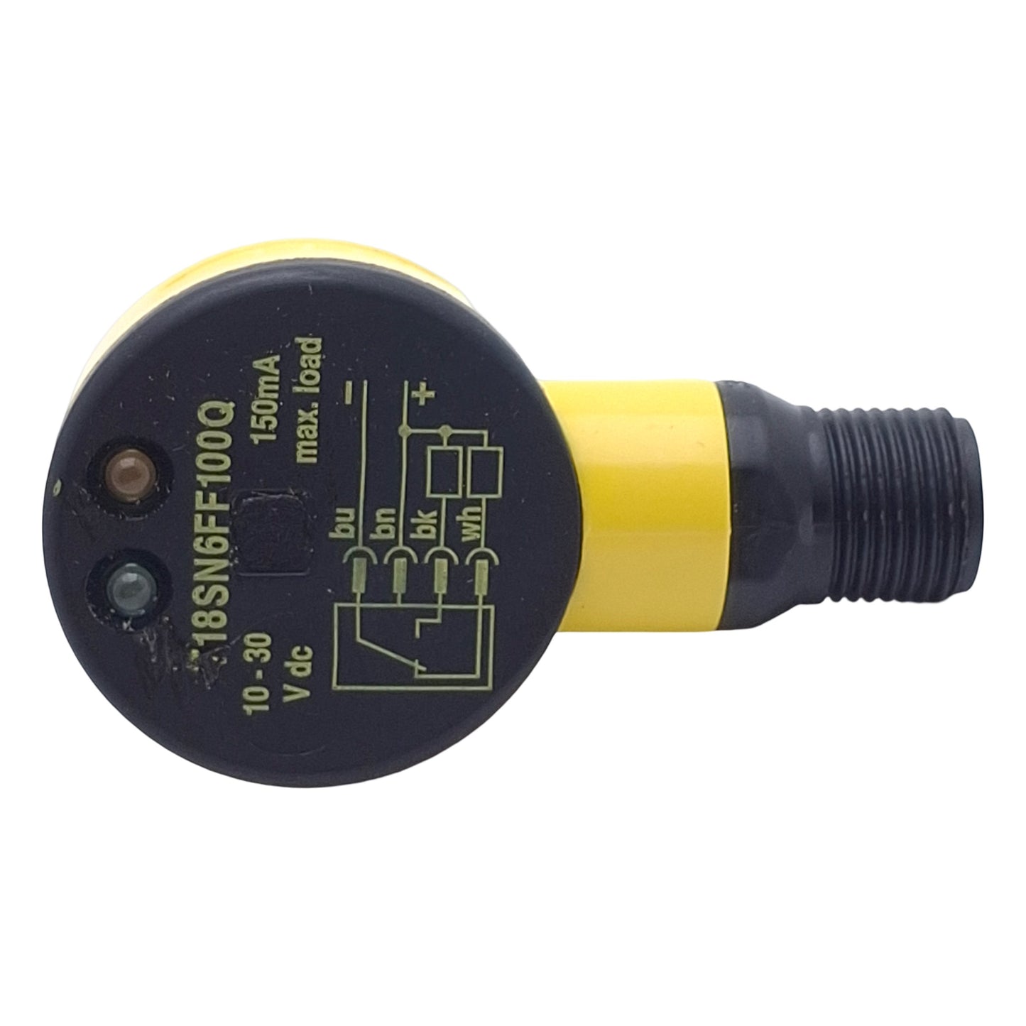 Used Banner T18SN6FF100Q Photoelectric Sensor, NPN, 100mm Range, 10-30VDC, 4-Pin M12