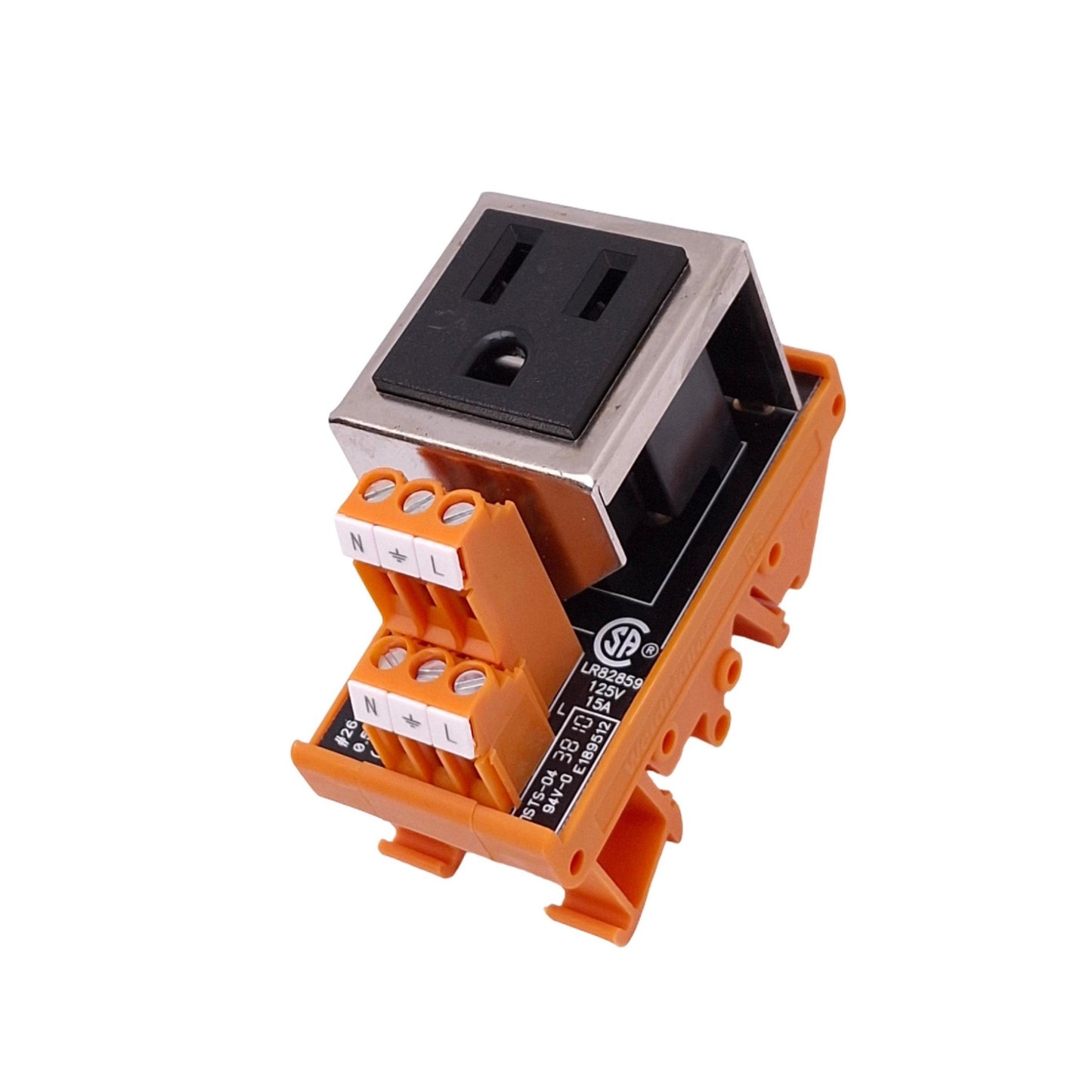New Weidmuller 9915480000 DIN Rail Receptacle NEMA 5-15R, 120VAC, 5A Max