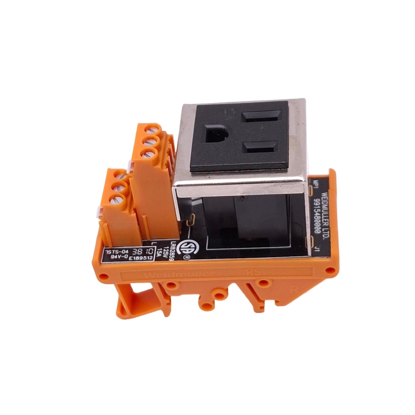 New Weidmuller 9915480000 DIN Rail Receptacle NEMA 5-15R, 120VAC, 5A Max