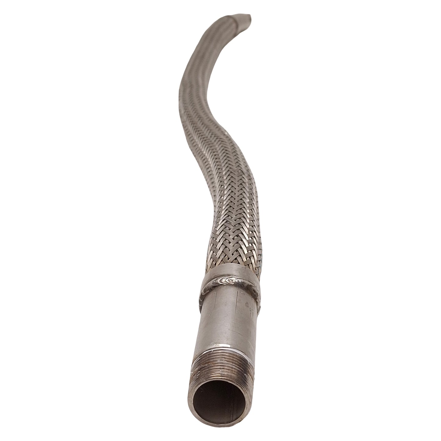 Used Stainless Steel Braided Hose, 3/4in NPT Male, 28in Braided, 36in Overall Length