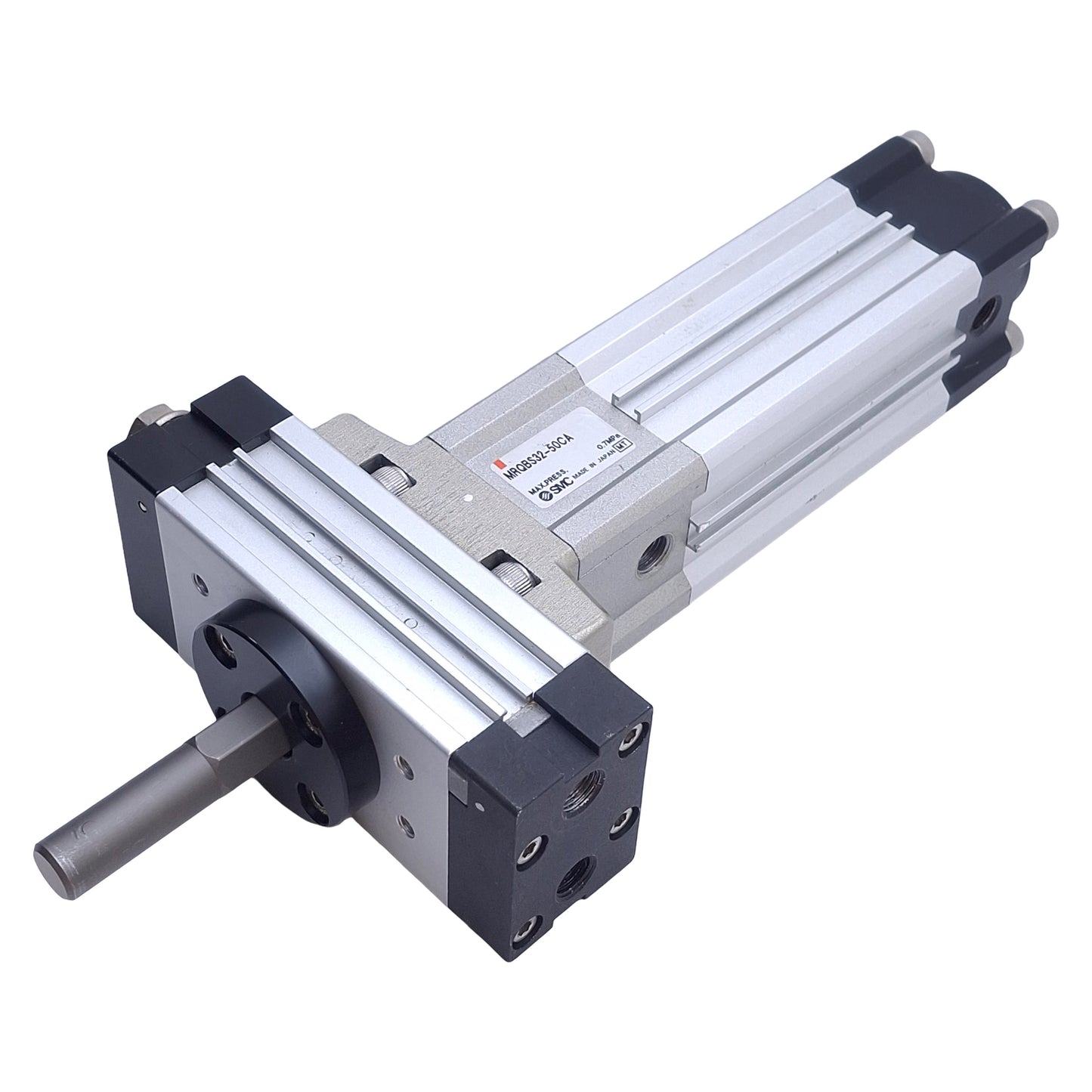Used SMC MRQBS32-50CA Compact Rotary Linear Actuator. 50mm Stroke, 32mm Bore, Rc 1/8