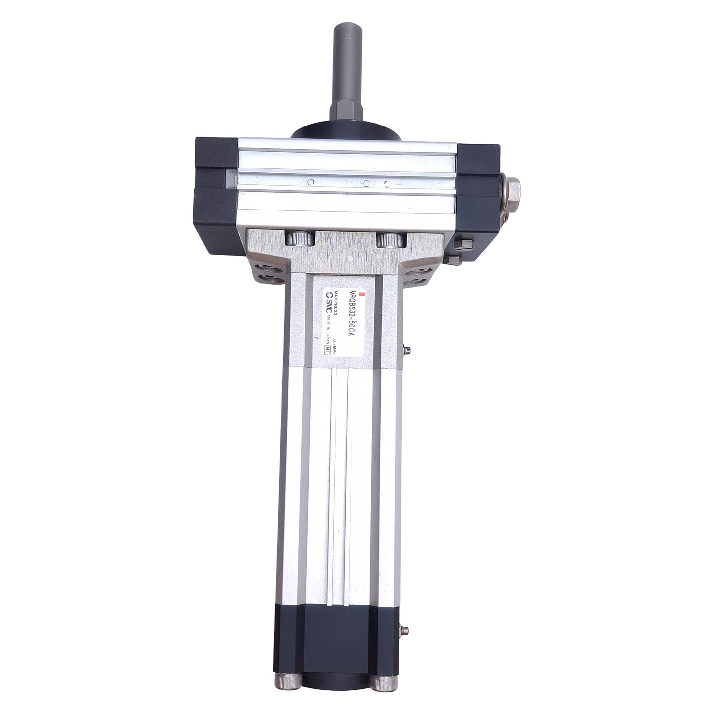 Used SMC MRQBS32-50CA Compact Rotary Linear Actuator. 50mm Stroke, 32mm Bore, Rc 1/8