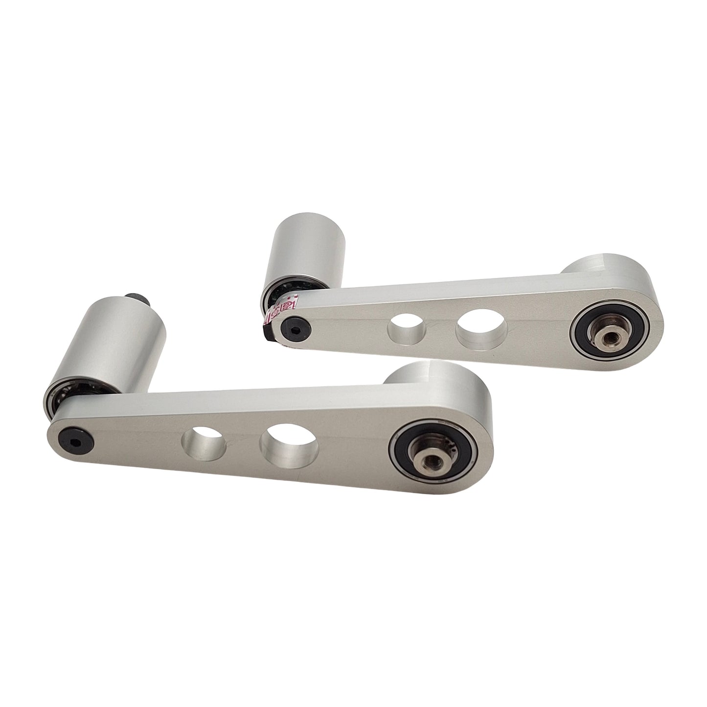 Used Custom Aluminum Conveyor Tension Arm Pair (L/R), 8in C2C, ø2in Rollers, 3/8-16
