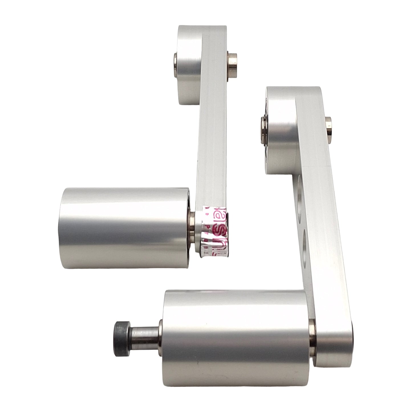 Used Custom Aluminum Conveyor Tension Arm Pair (L/R), 8in C2C, ø2in Rollers, 3/8-16