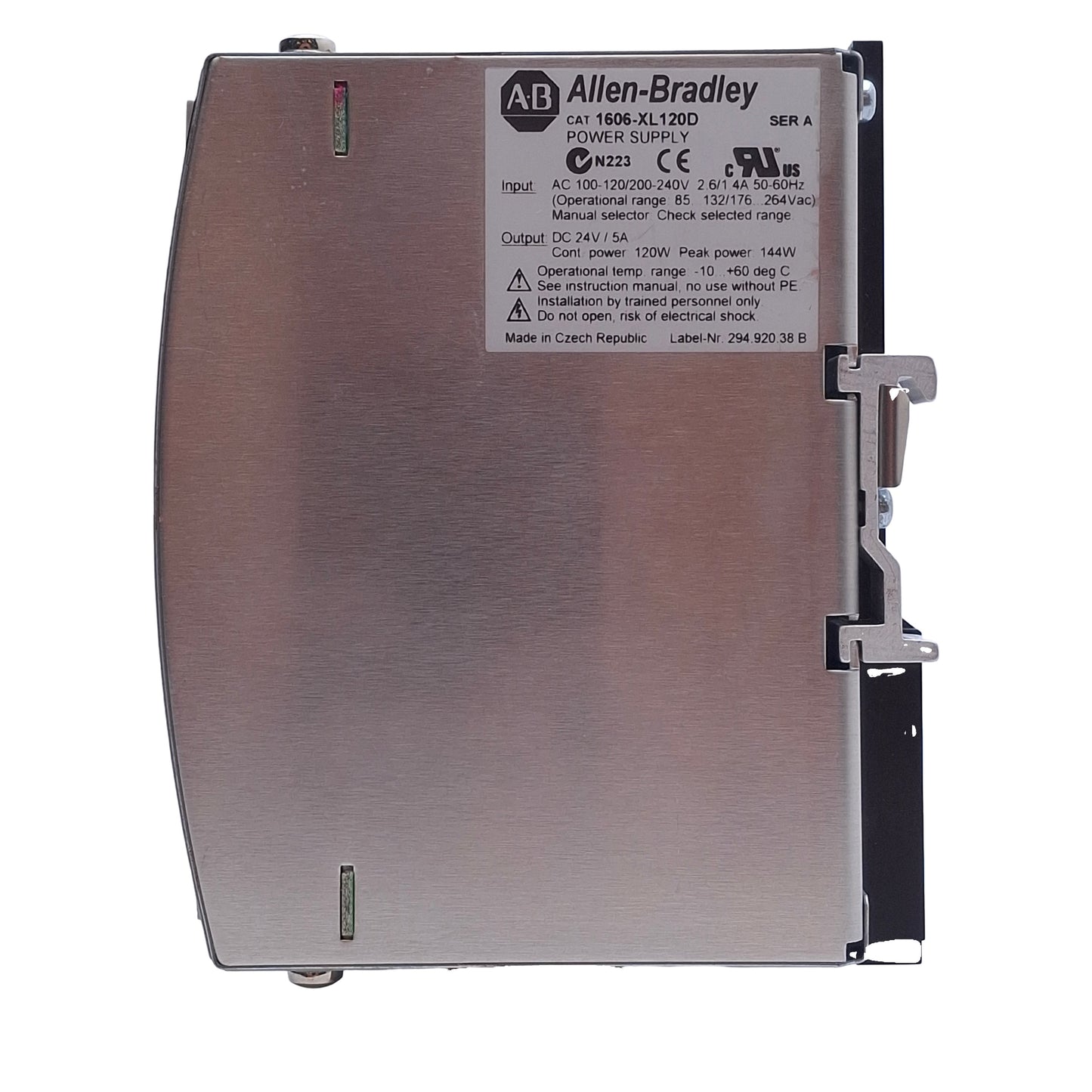 Used Allen Bradley 1606-XL120D PLC Power Supply 100-120/200-240VAC In, 24VDC Out 120W