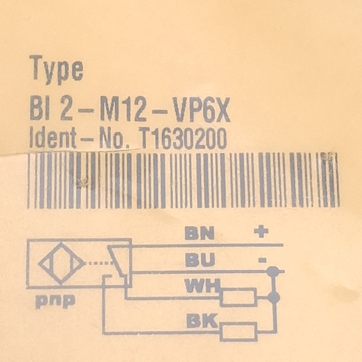 New Turck BI2-M12-VP6X 16302 Inductive Sensor, PNP, 2mm Range, 10-30VDC, 2m Cable