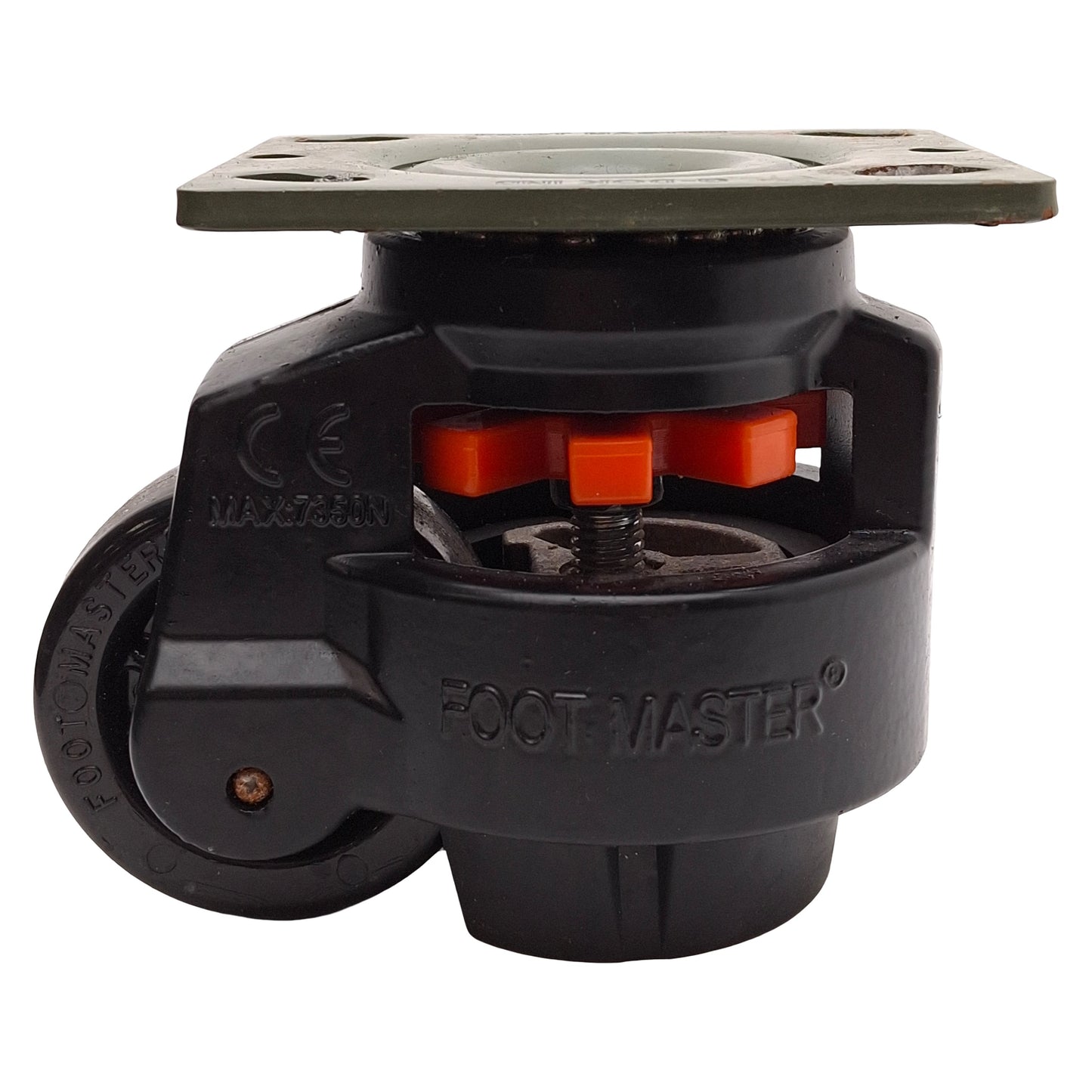 Used Foot Master GD-100-F-NYN-PUS-FBL Leveling Caster ø75x30mm Wheel, 115x102mm Plate