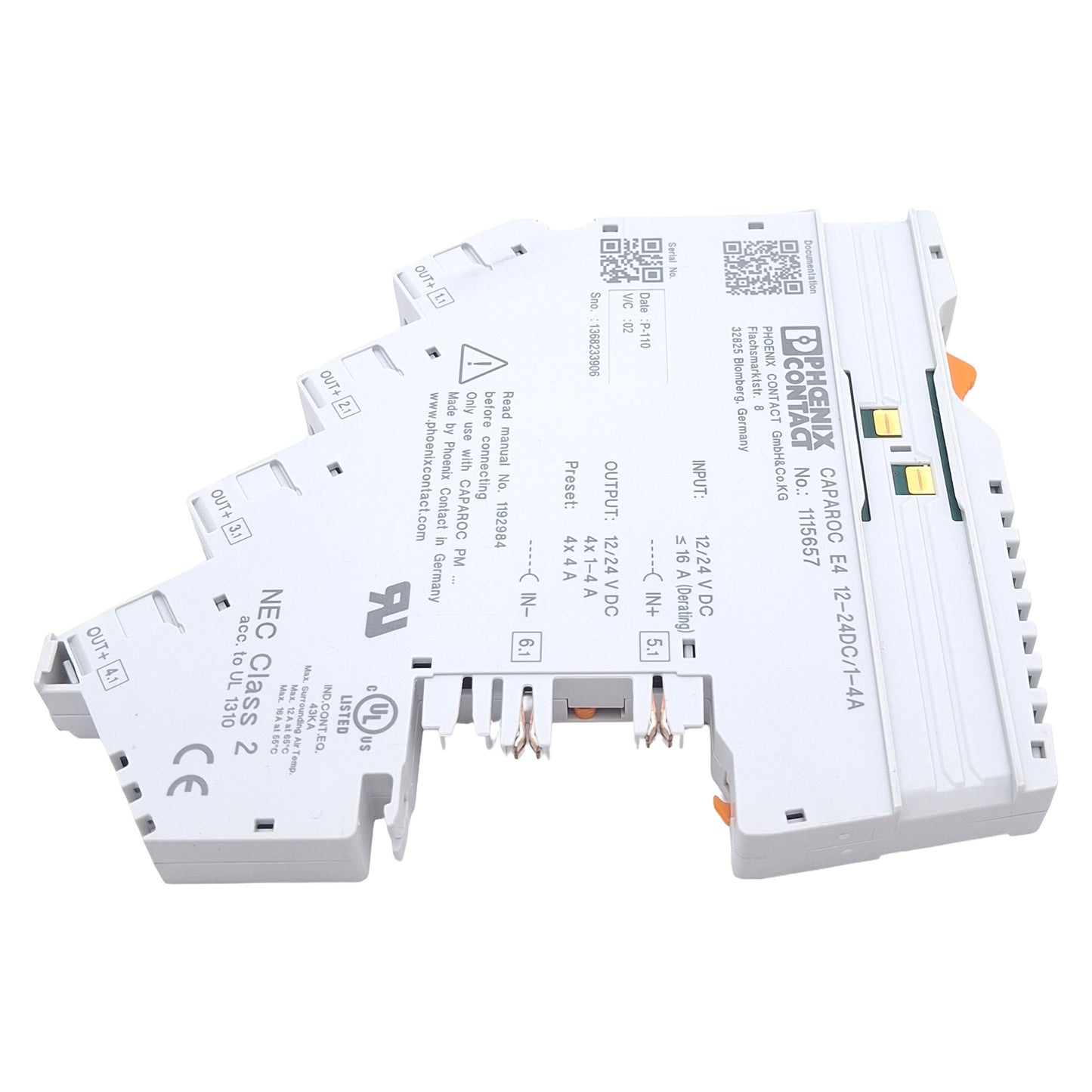 Used Phoenix Contact 1115657 Electronic Circuit Breaker, 4-Channel, 1-4A 12-24VDC