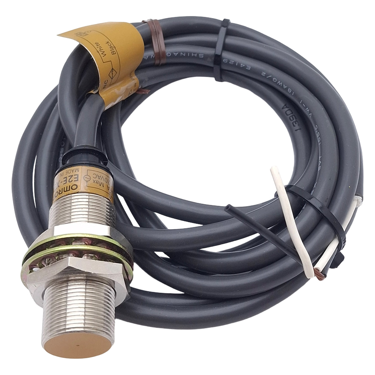 New – Open box Omron E2E-X5Y2-53US Proximity Sensor, NC, 5mm Range, 120VAC, M18 Barrel, 2-Wire