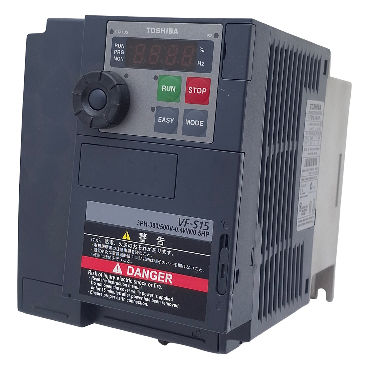 Used Toshiba VFS15-4004PL Transistor Inverter, 0.5HP, 3-Phase 380-500VAC In, 1.5A Out