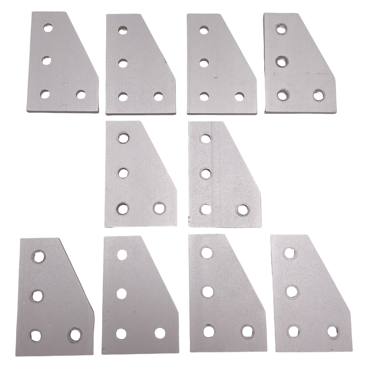 Used Lot of 10 80/20 4150 90-Degree Angled Flat Plate, 10-Series, 4-Hole, 3in x 2in
