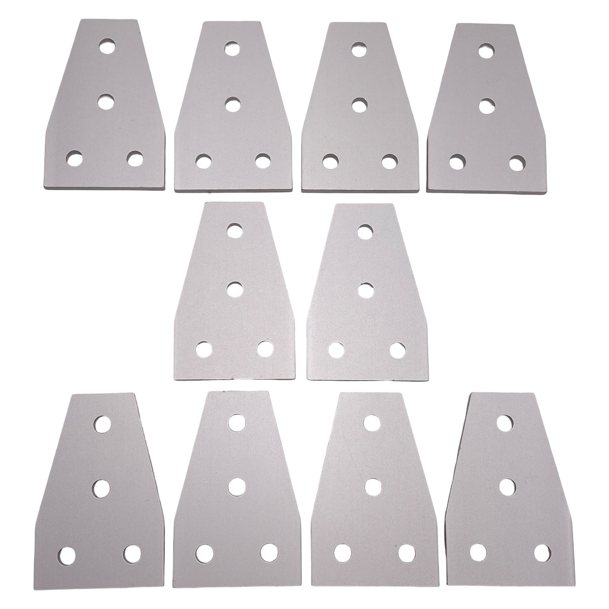 Used Lot of 10 80/20 4141 Tee Flat Plate, 10-Series, 4-hole, 3in x 2in x 0.188in