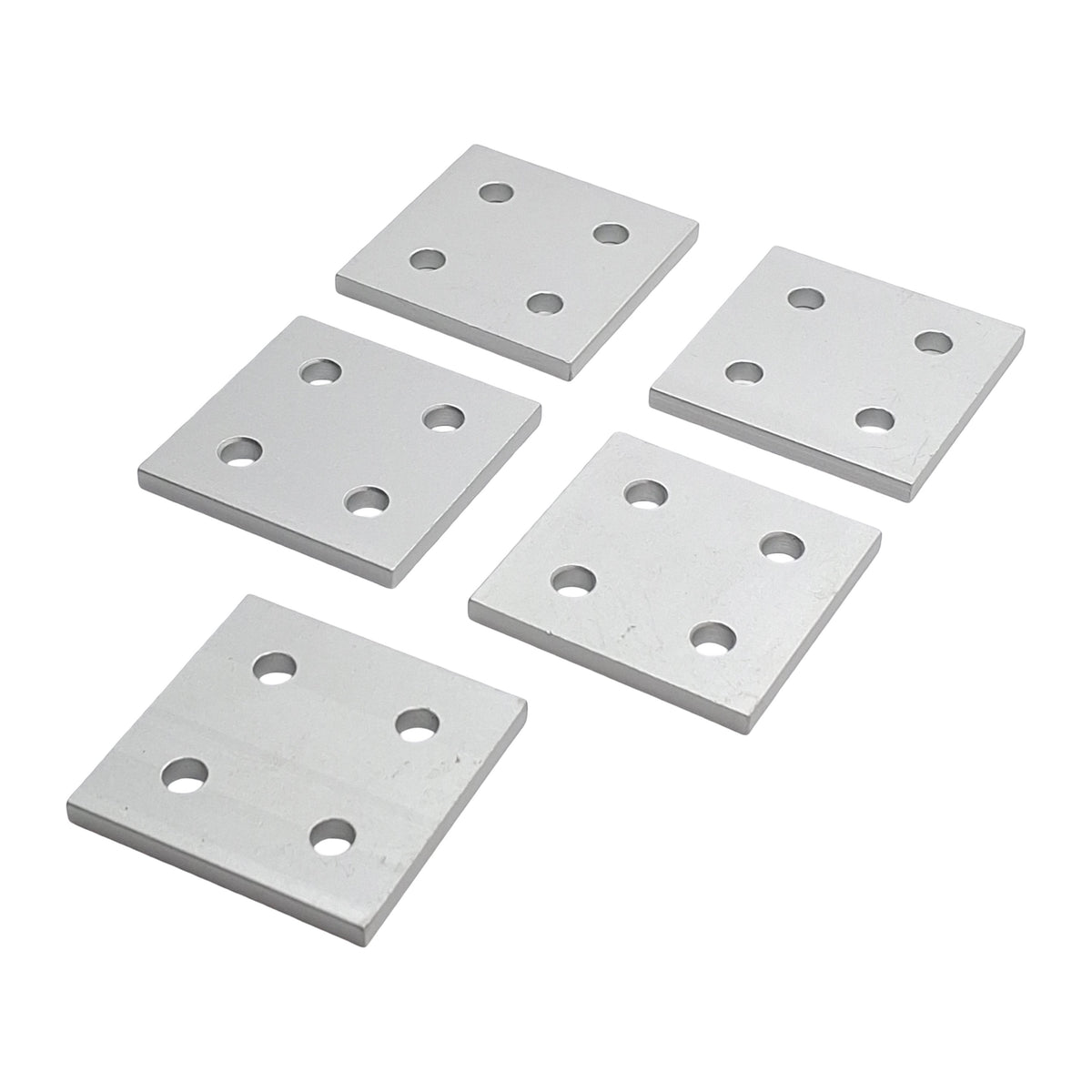 New Lot of 5 80/20 4167 4-Hole Square Flat Plates, 2in x 2in x 0.188in, 10-Series