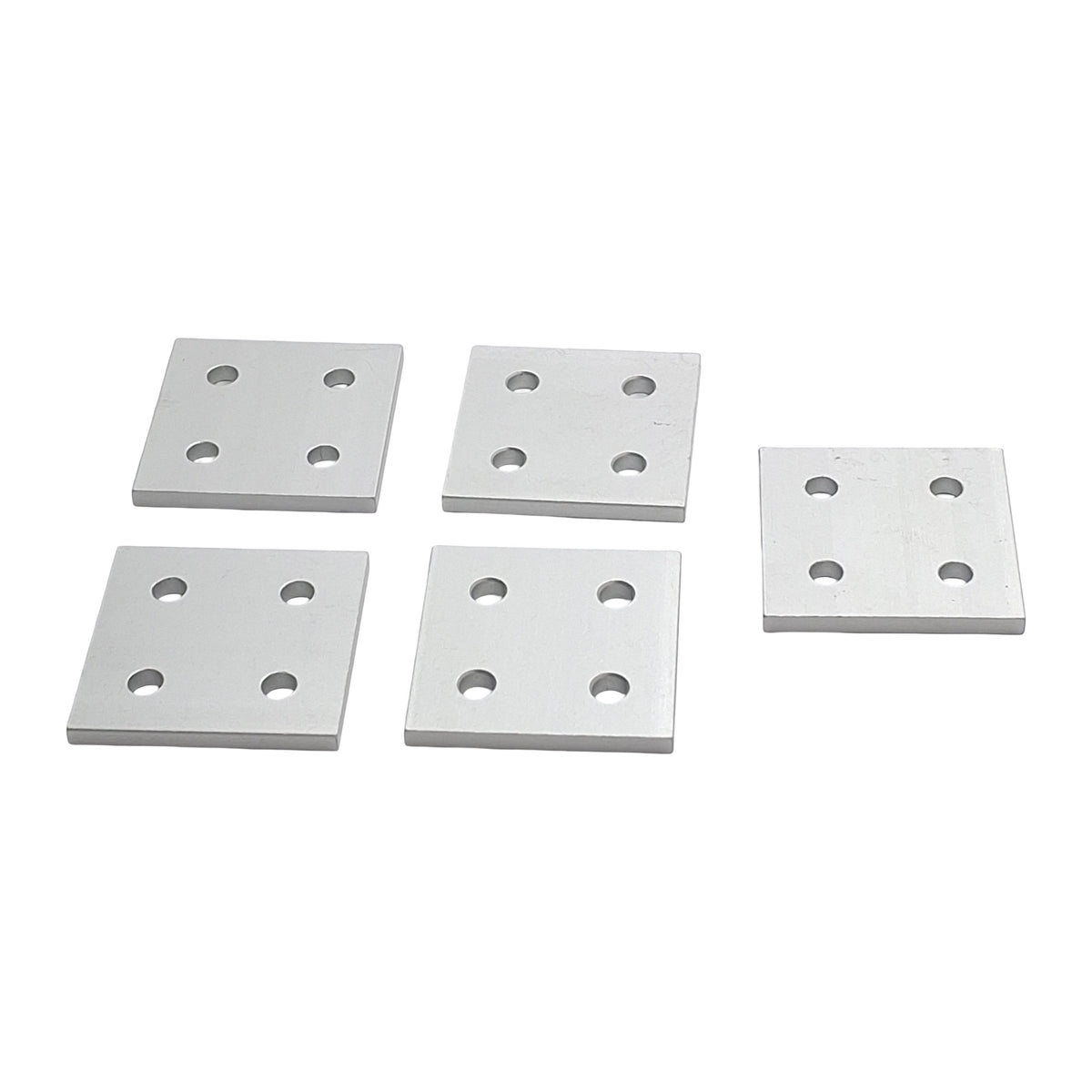New Lot of 5 80/20 4167 4-Hole Square Flat Plates, 2in x 2in x 0.188in, 10-Series