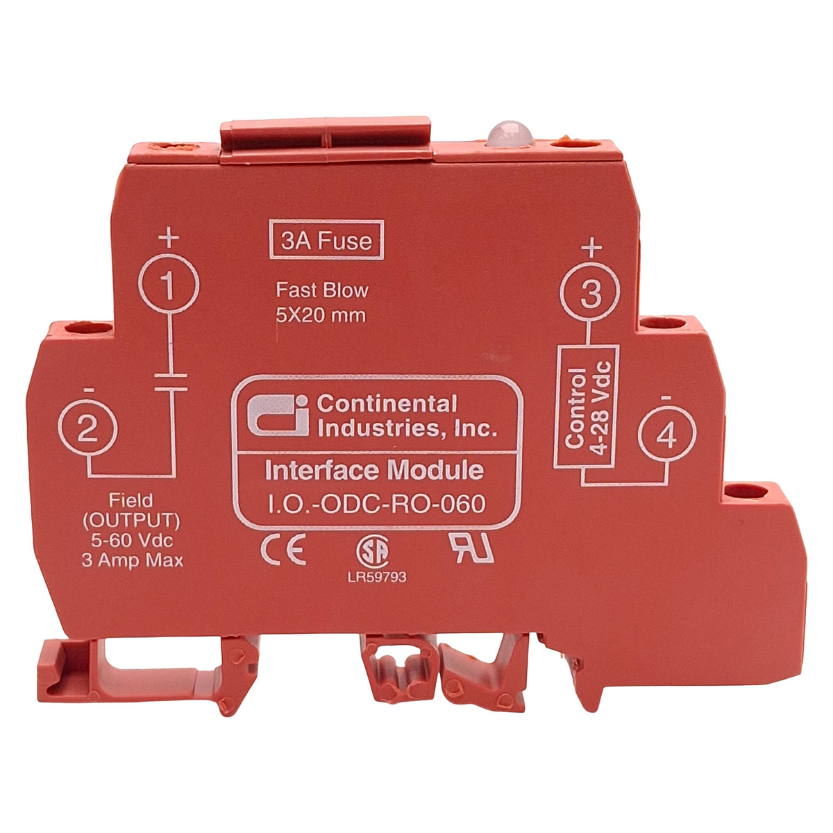 Used Continental I/O.-ODC-RO-060 Interface Module, 4-28VDC Input, 5-60VDC 0-3A Output
