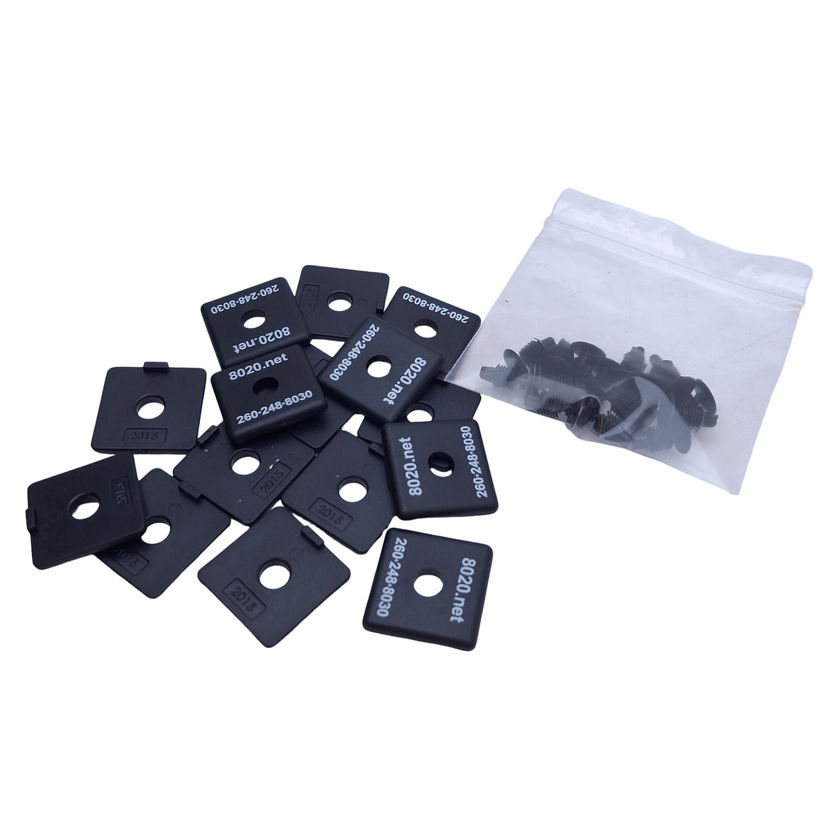 New – Open box Lot of 15 80/20 2015 Black End Cap w/Push-In Fastener, 1 x 1in, ø0.257in ID