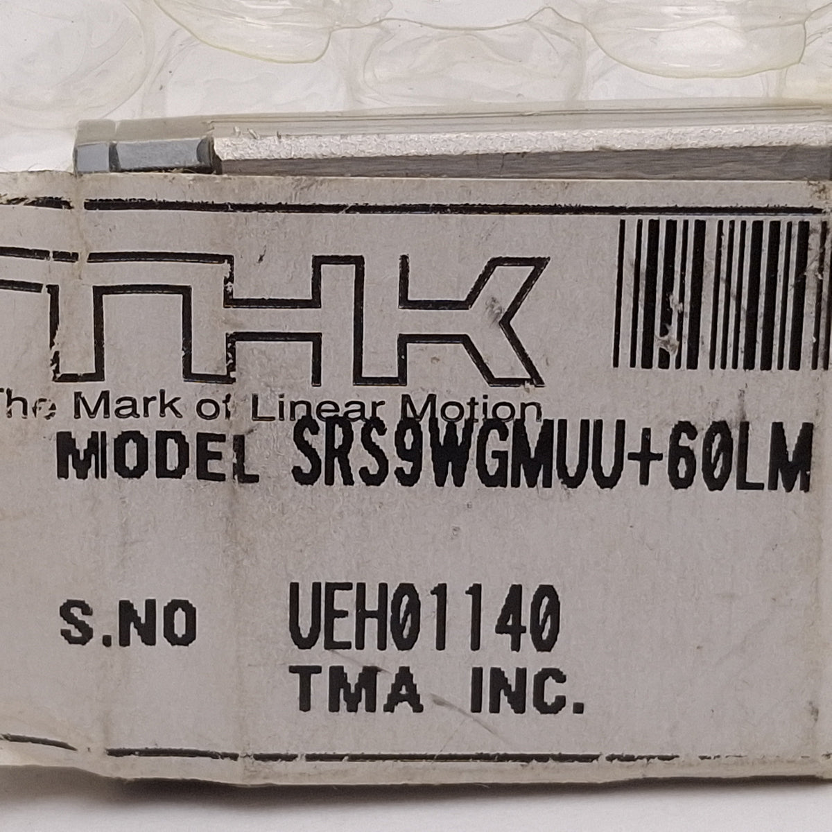 New THK SRS9WGMUU+60LM Linear Guide Assembly, 18x60mm Rail, 39x30mm Carriage, 2.67kN
