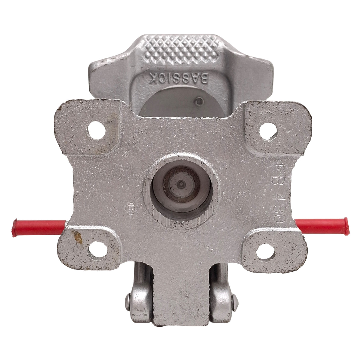 Used Bassick FH-400 Floor Lock, 4-3/4in Retracted, 5-1/2in Extended, 2-5/8 x 3-5/8in