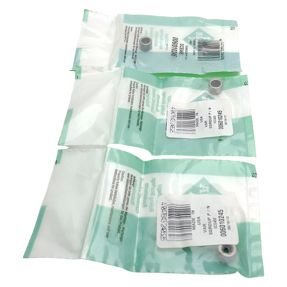 New Lot of 3 INA Bearings SCE45E Drawn Cup Needle Bearing, 1/4in ID x 7/16in OD