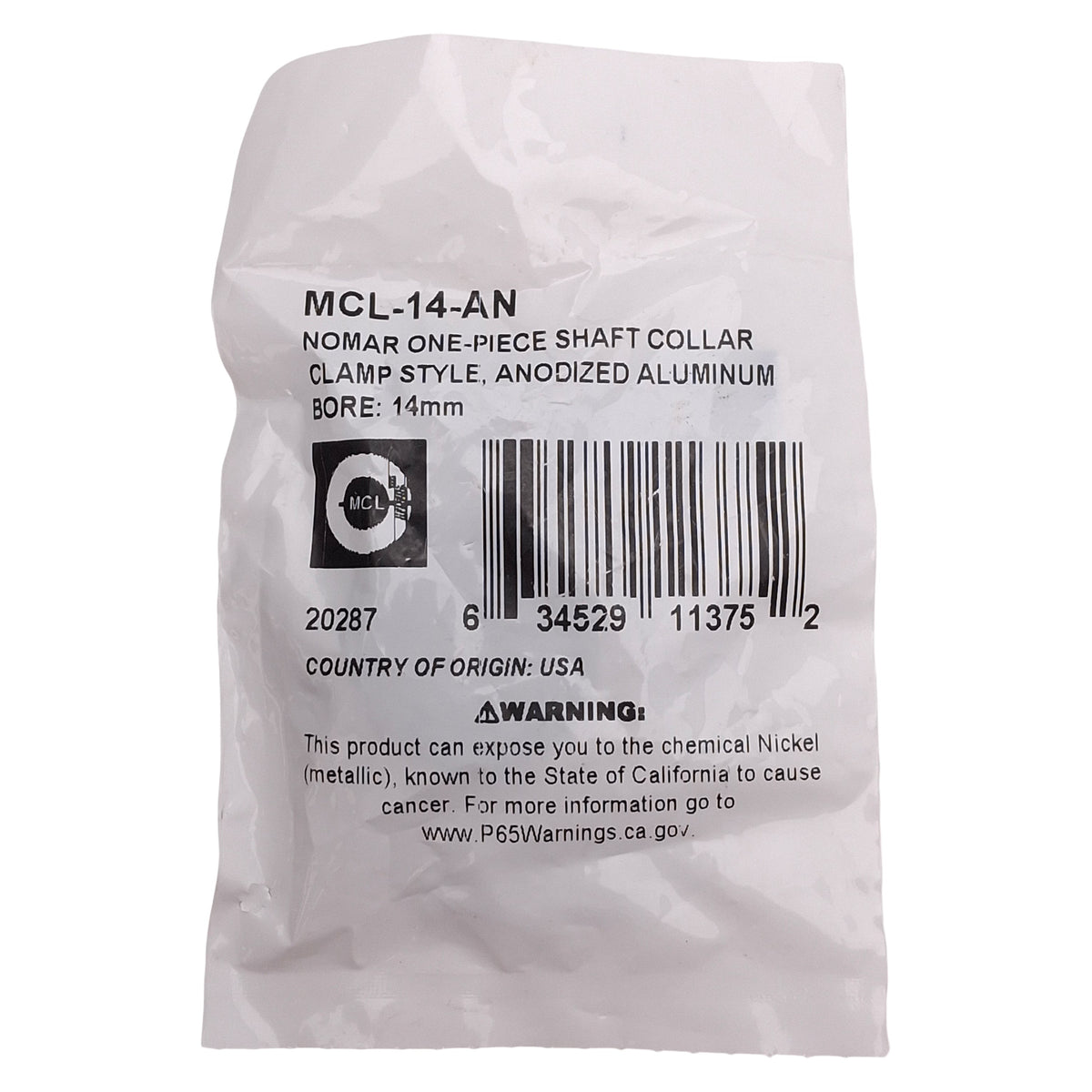 New Lot of 3 Ruland MCL-14-AN One-Piece Shaft Collar, ø14mm ID, ø30mm OD, 11mm Wide