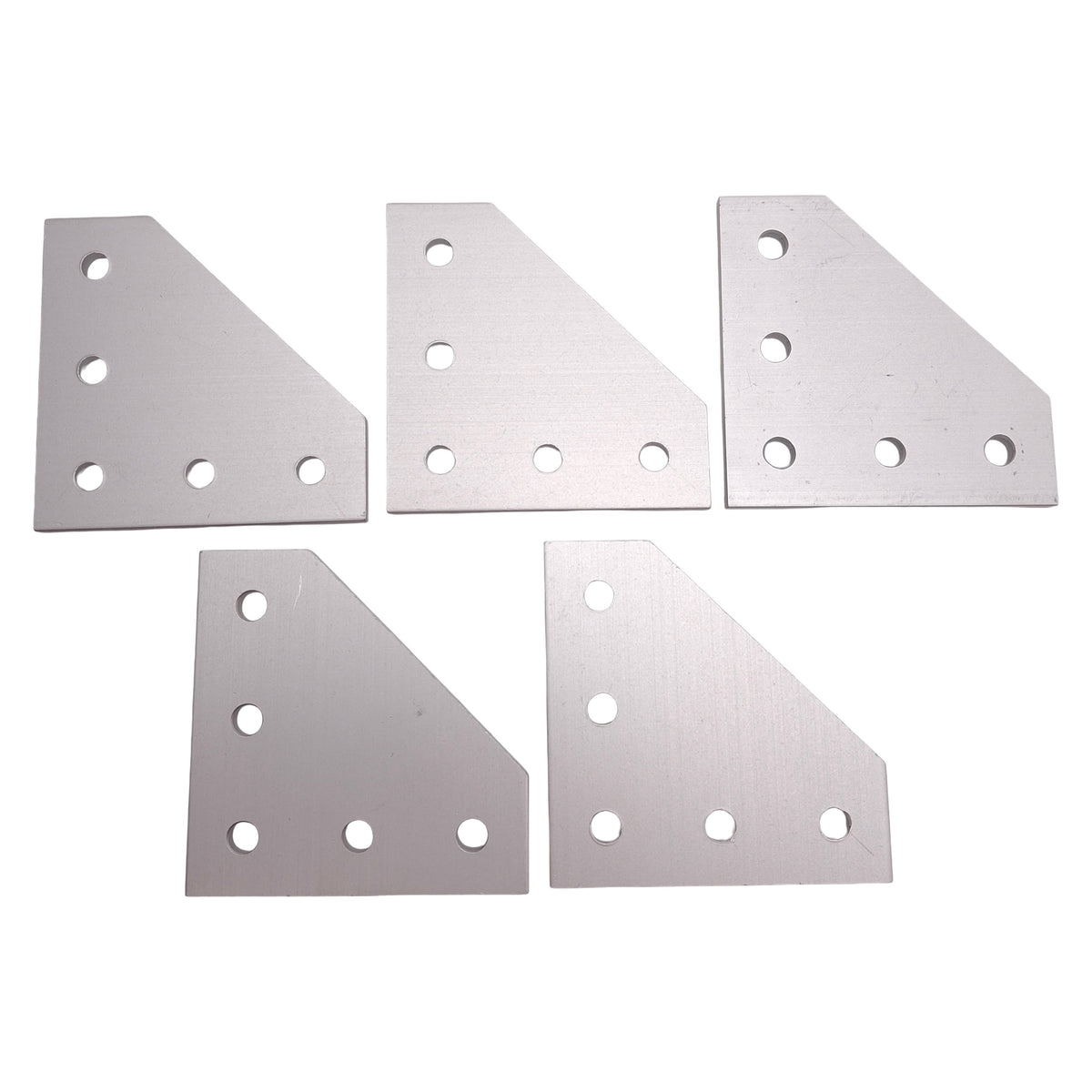 Used Lot of 5 80/20 4151 90-Degree Angled Flat Plate, 10-Series, 5-Hole, 3in x 3in