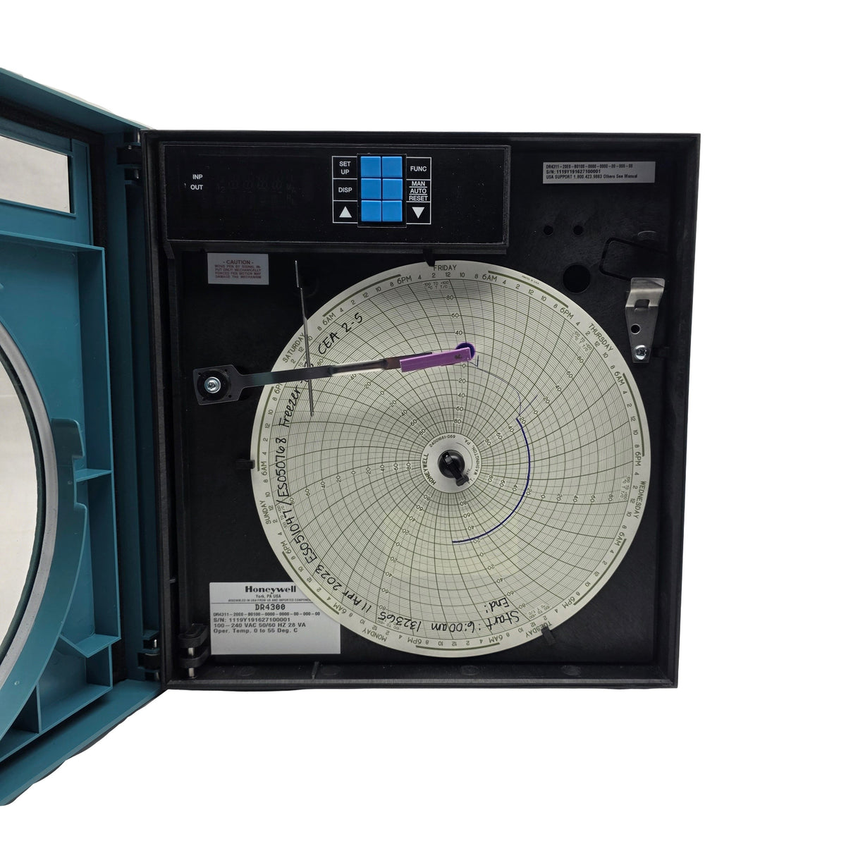 Used Honeywell DR4311-20E0-B0100-0000-0000-00-000-00 Circular Chart Recorder 100-240V