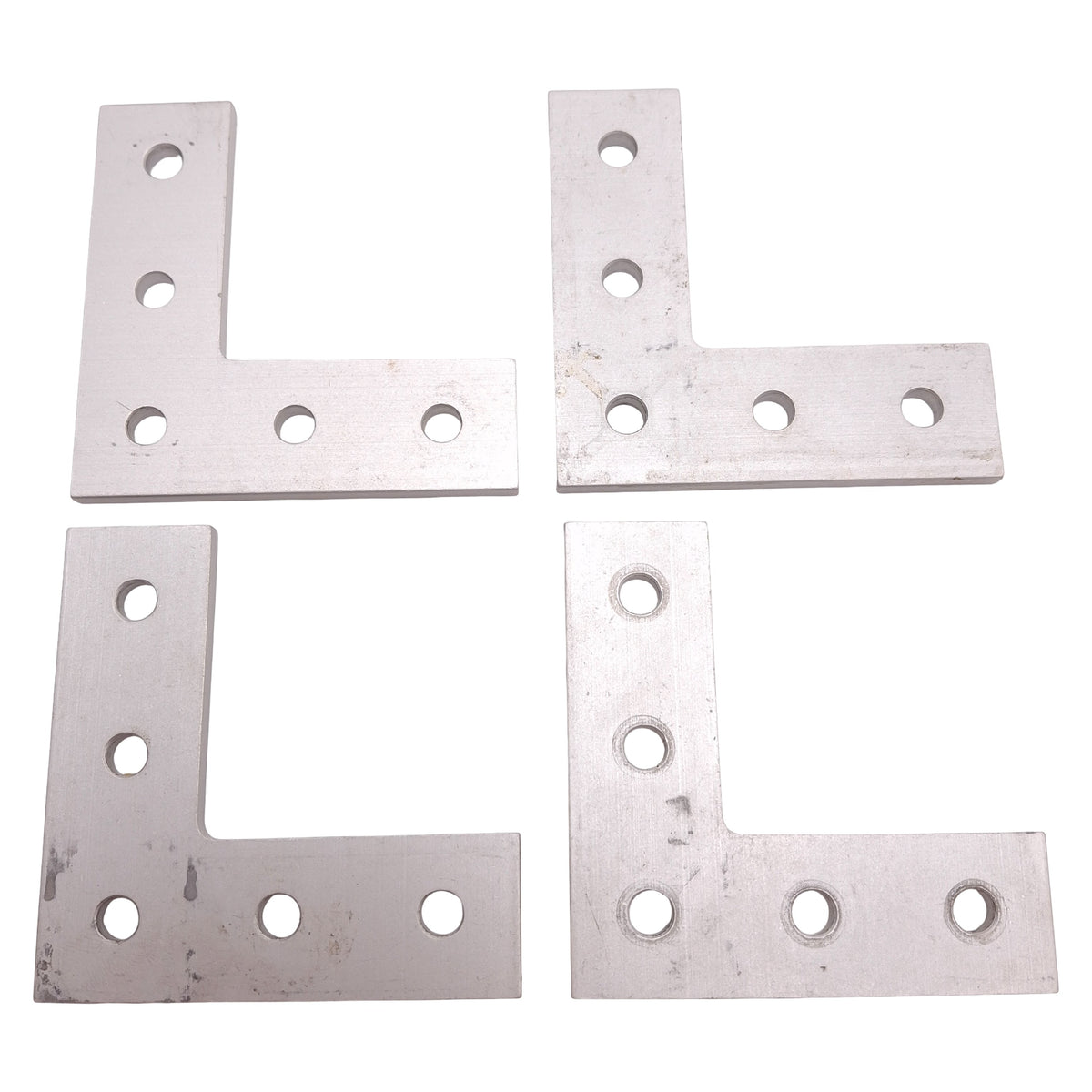 Used Lot of 4 80/20 4081 L Flat Plate, 10-Series, 5-Hole, 3in x 3in x 3/16in