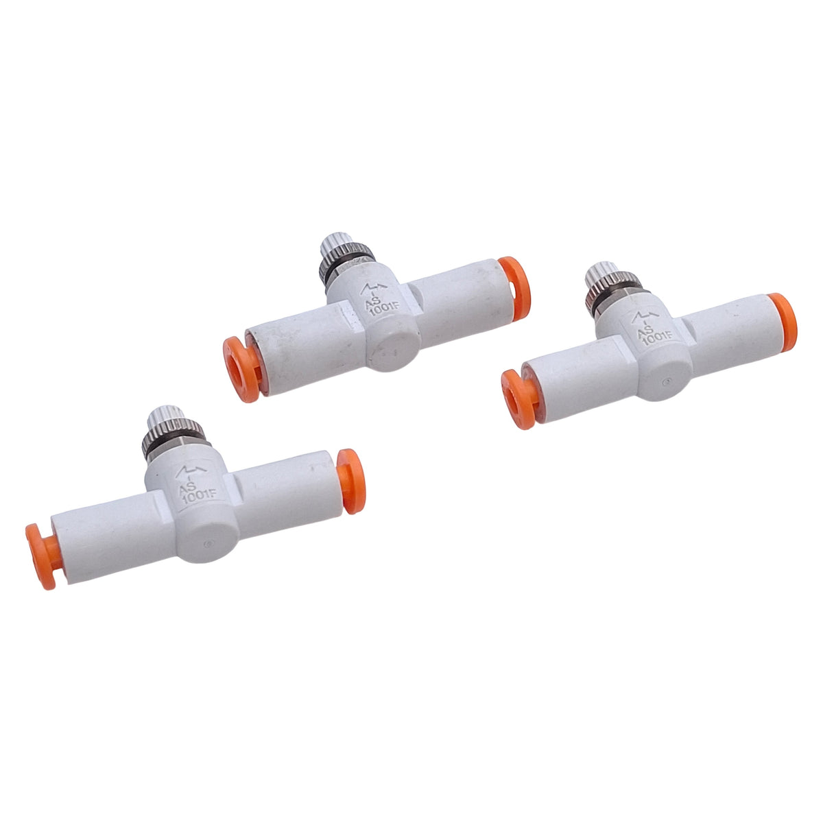 Used Lot of 3 SMC AS1001F-01-3 Speed Control Fitting 1MPa Max, ø1/8in OD Tube