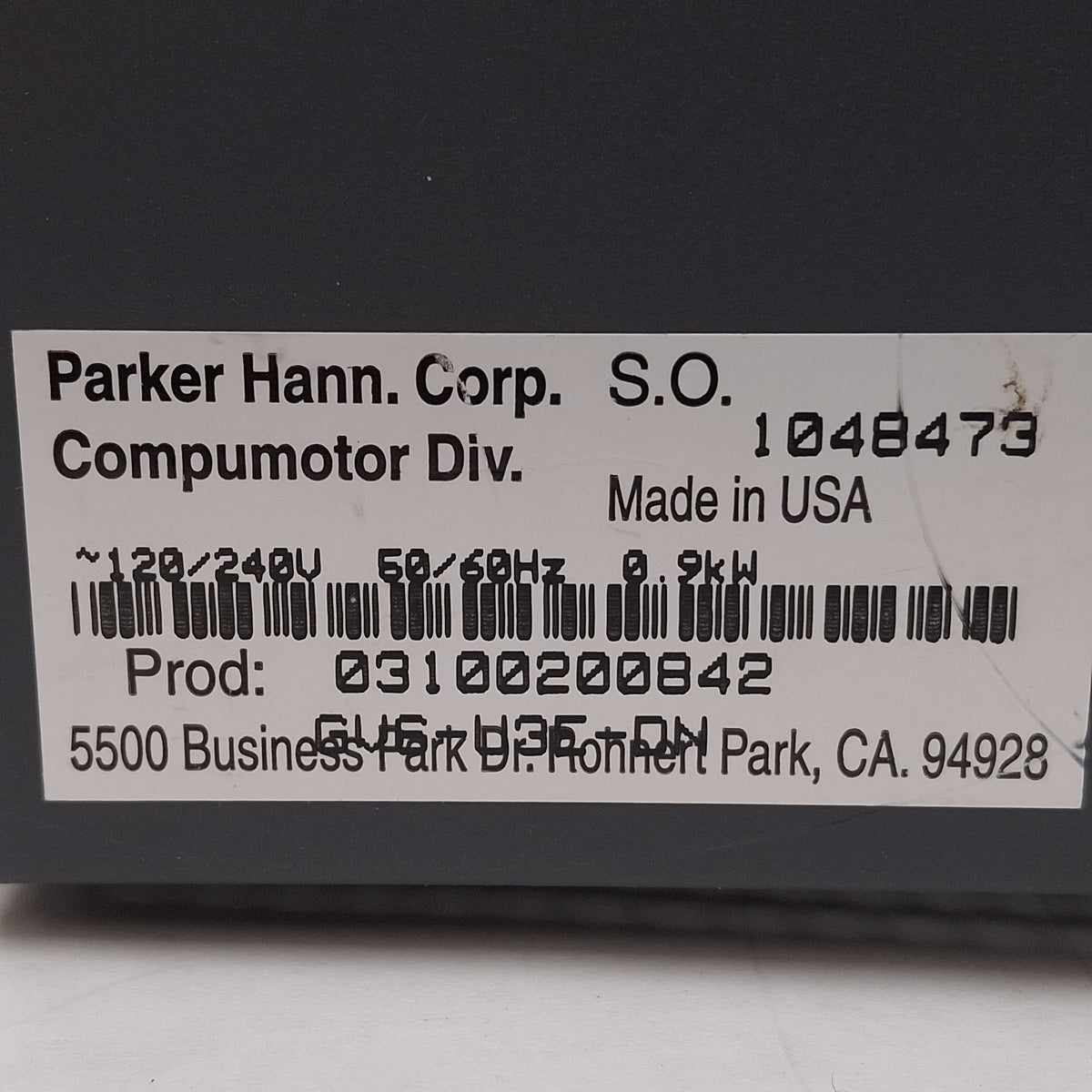 Used Parker GV6-U3E-DN Gemini Servo Drive w/ DeviceNet, 0.9kW, 3A, 120/240VAC Input