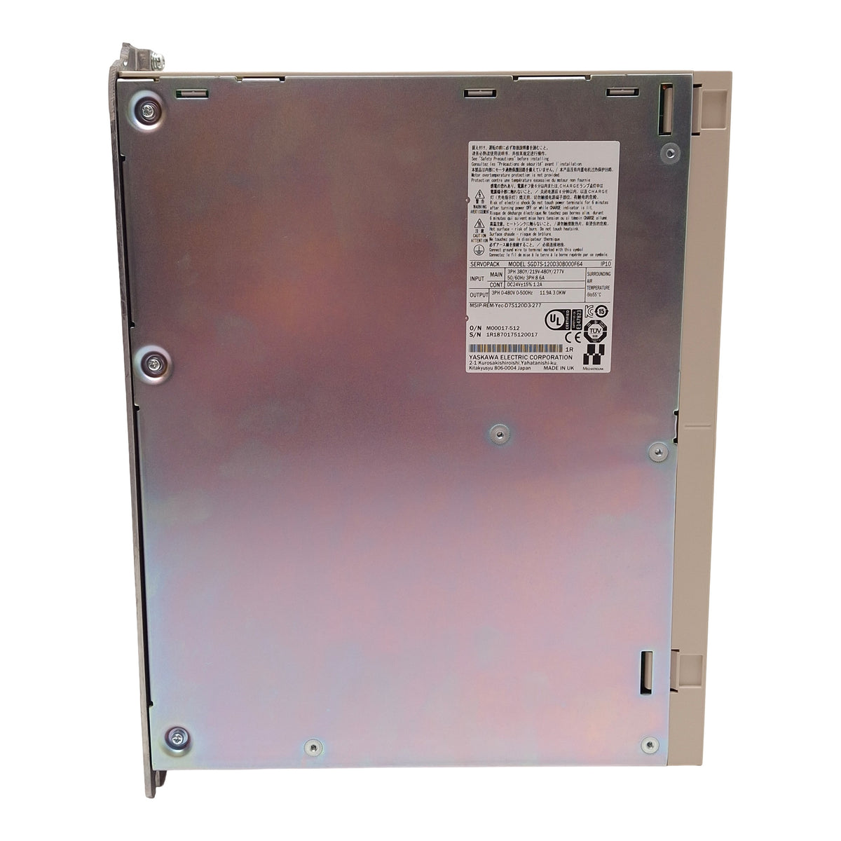 Used Yaskawa SGD7S-120D30B000F64 Sigma-7 Servopack, 3.0kW 3Ø 0-480VAC 0-500Hz *Mount*