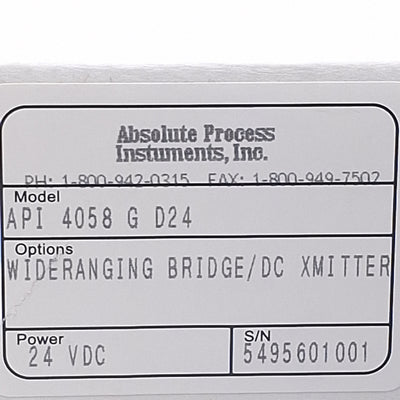 New API API 4058 G D24 Adjustable Sensor to DC Converter, 1V/±10VDC 1mA/4-20mA Out