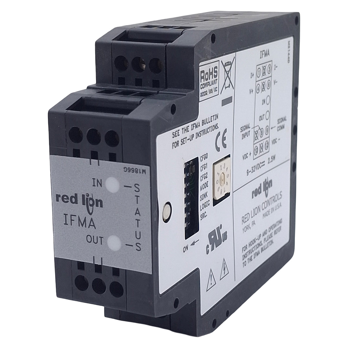 Used Red Lion Controls IFMA0035 DC Frequency to Analog Converter, 9-32VDC, DIN Rail