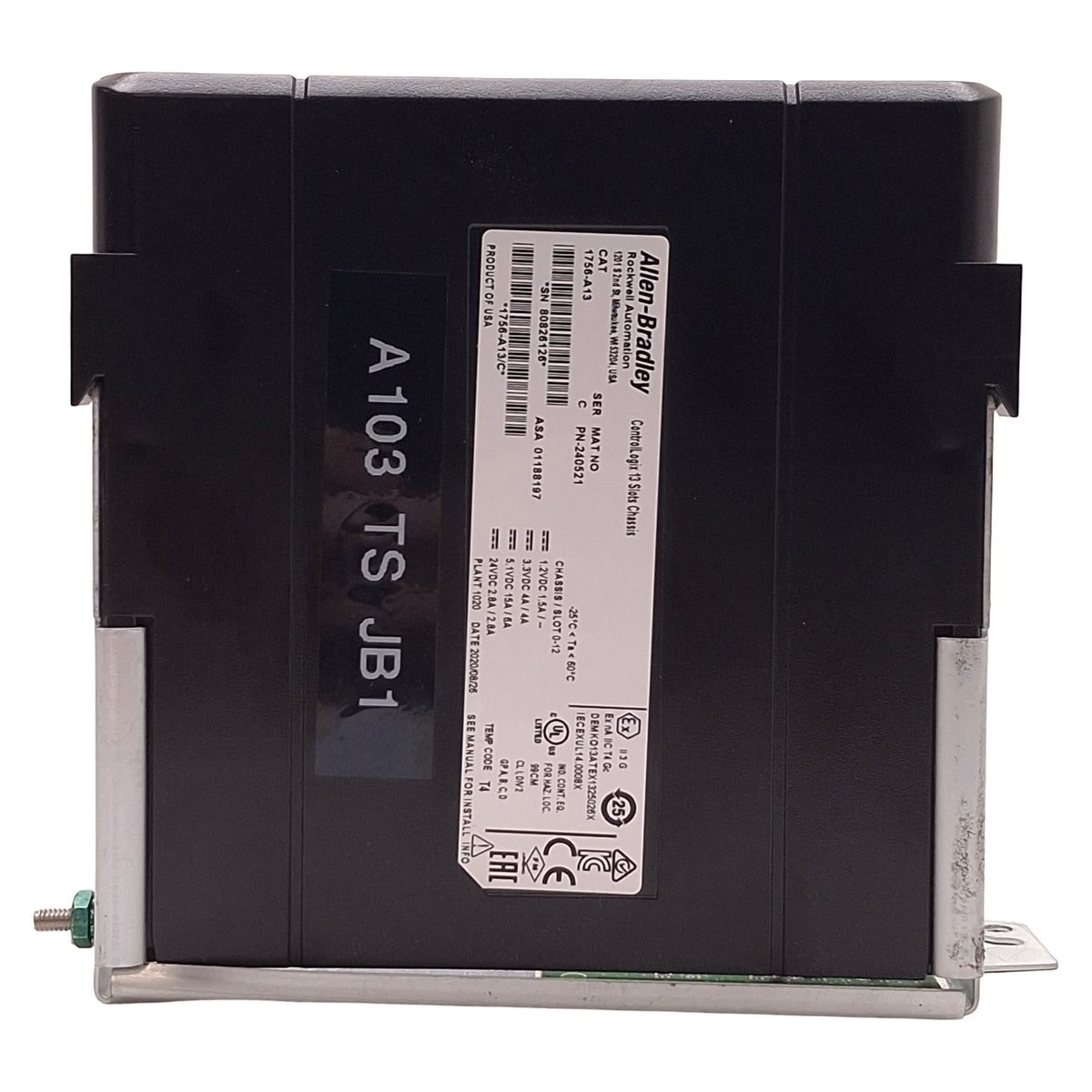 Used Allen Bradley 1756-A13 ControlLogix Chassis 13-Slot, 5.4W, 24VDC, 20 x 32 x 8in