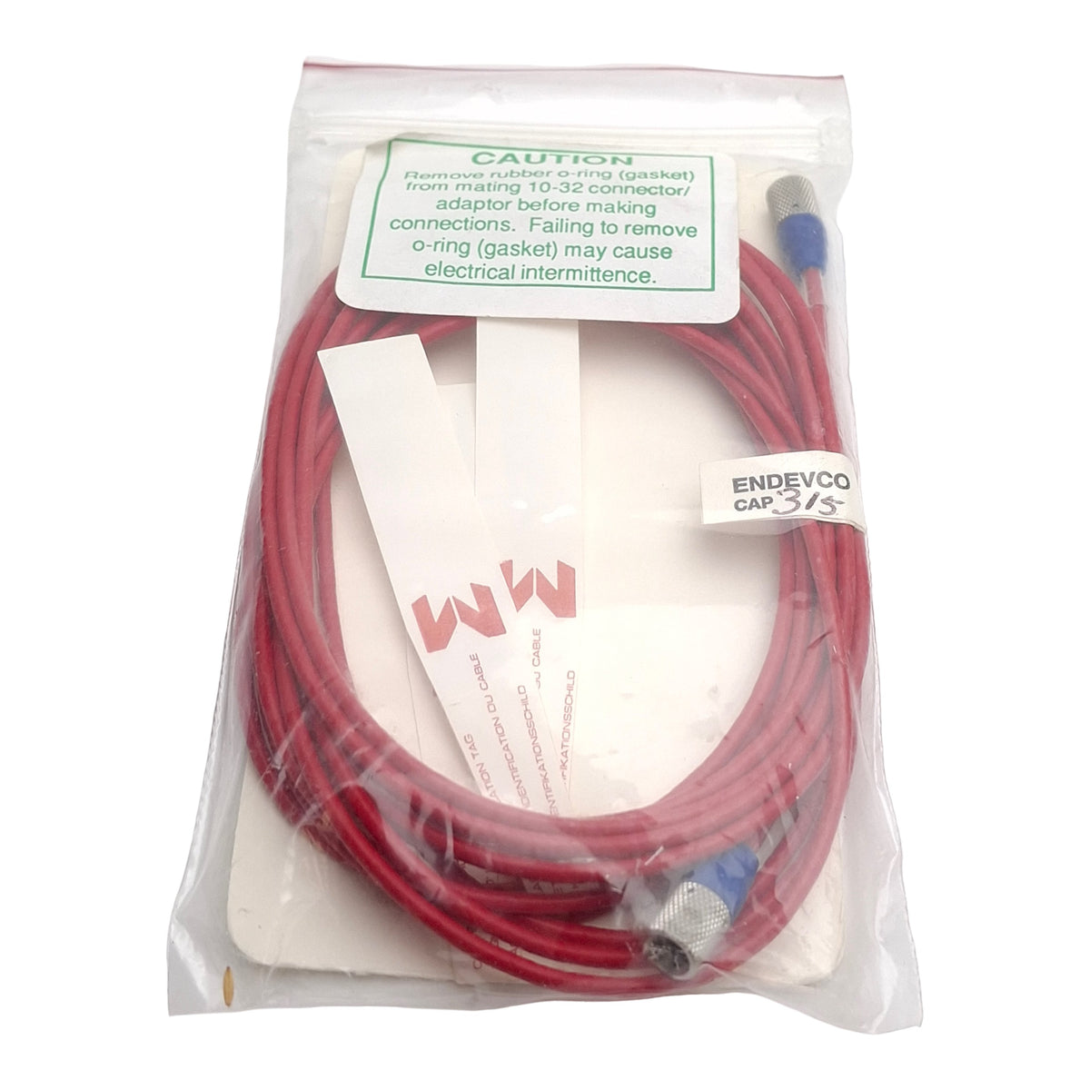 New Endevco 3090C Low Noise Coaxial Cable, 120in / 10ft Length, 315pF, 10-32 Plug