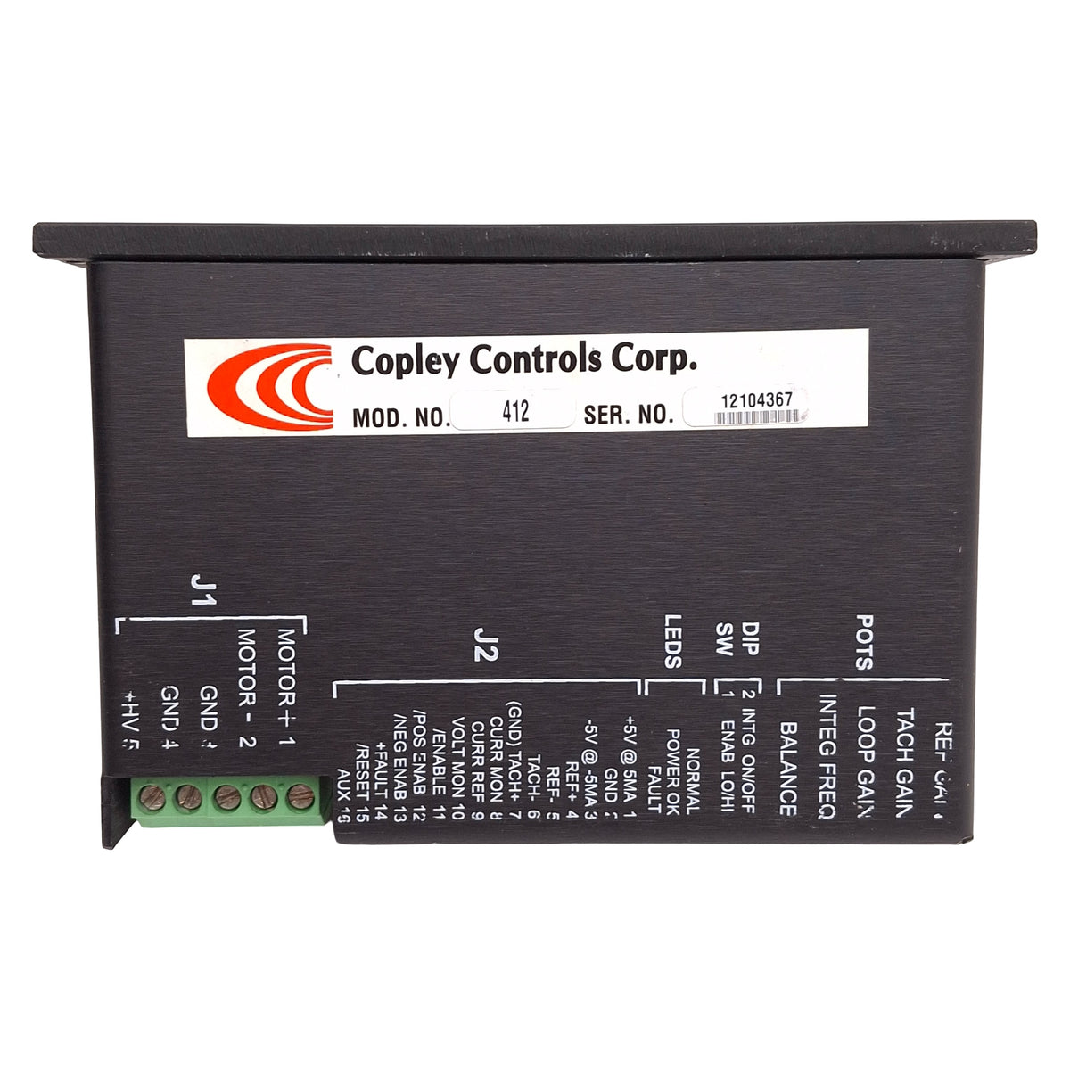 Used Copley Controls 412 DC Brush Servo Amplifier, 24-90VDC Input, 10A 80VDC Output
