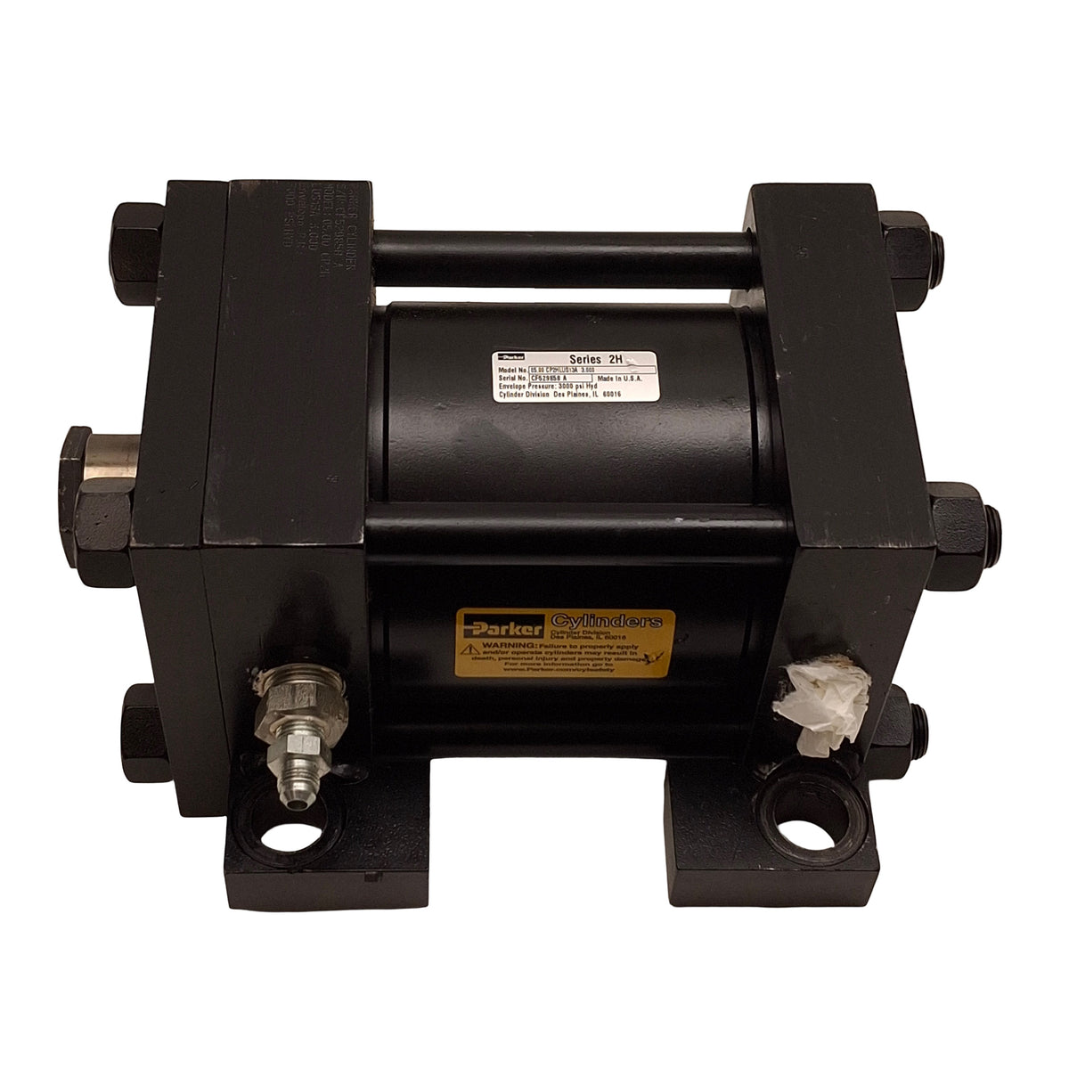 Used Parker 05.00CP2HLUS13A3.000 Hydraulic Cylinder, 5in Bore, 3in Stroke, 3/4in NPT