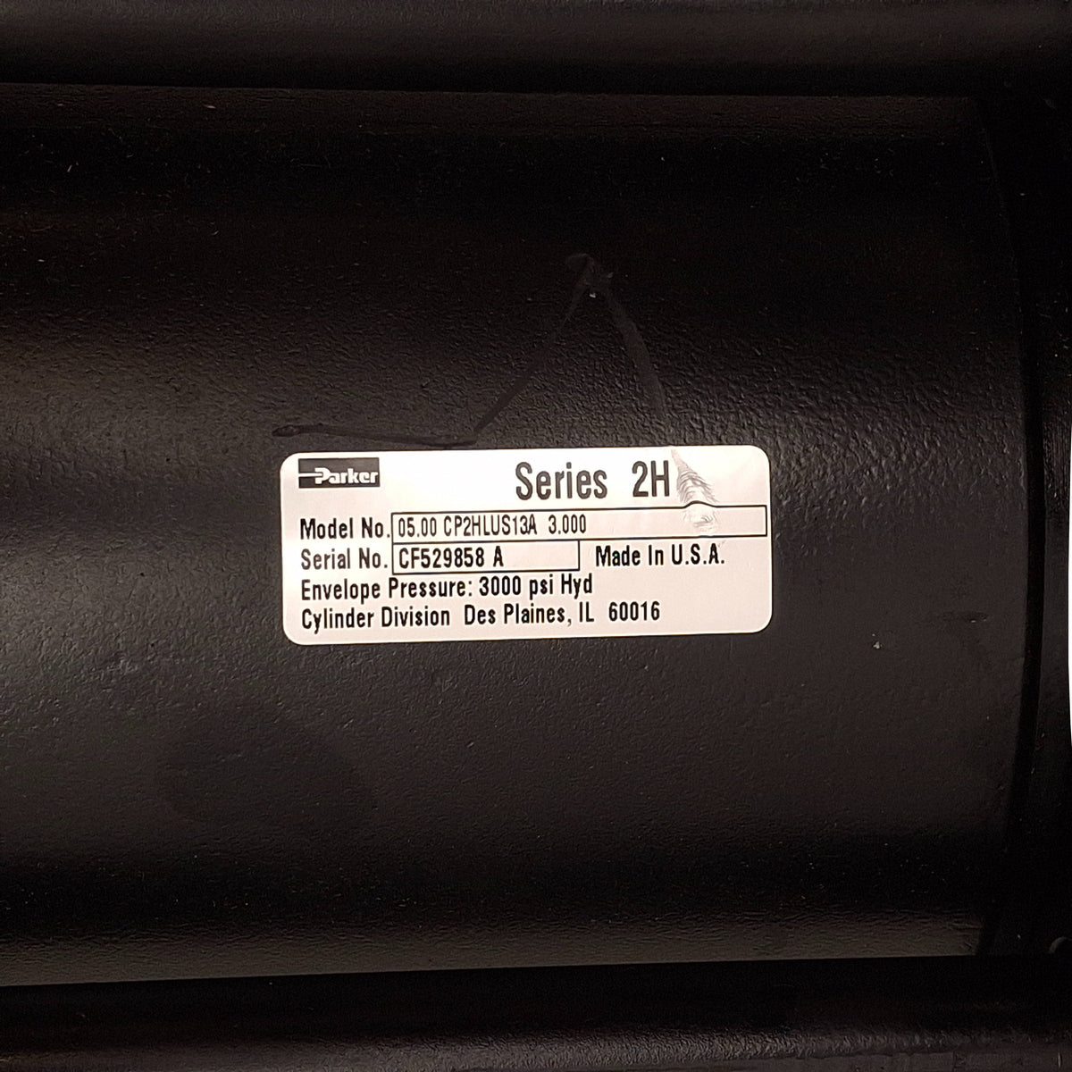 Used Parker 05.00CP2HLUS13A3.000 Hydraulic Cylinder, 5in Bore, 3in Stroke, 3/4in NPT