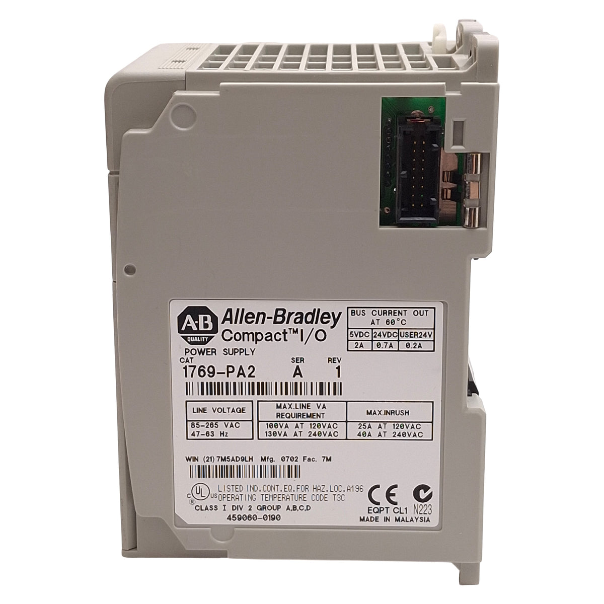 Used Allen Bradley 1769-PA2 CompactLogix Power Supply, 120/240VAC In, 5/24VDC Out