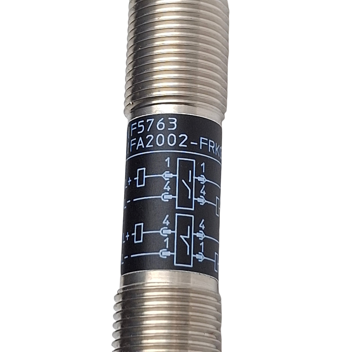 New – Open box IFM IF5763 Proximity Sensor, 2mm Range, 10-55VDC, NO/NC, M12 4-Pin Male