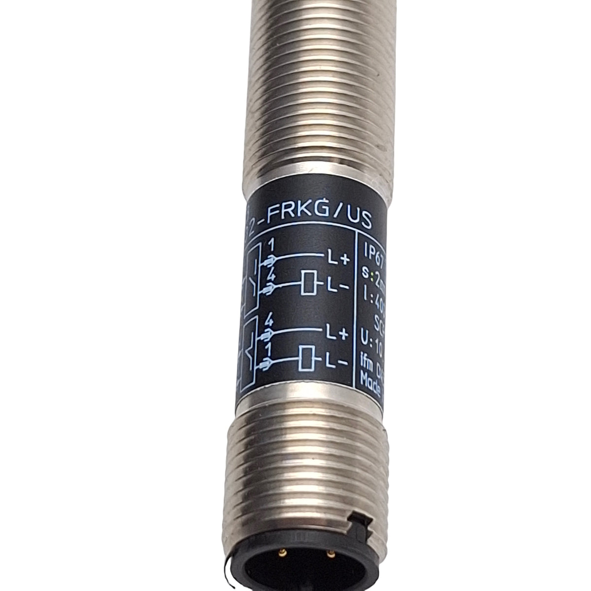 New – Open box IFM IF5763 Proximity Sensor, 2mm Range, 10-55VDC, NO/NC, M12 4-Pin Male