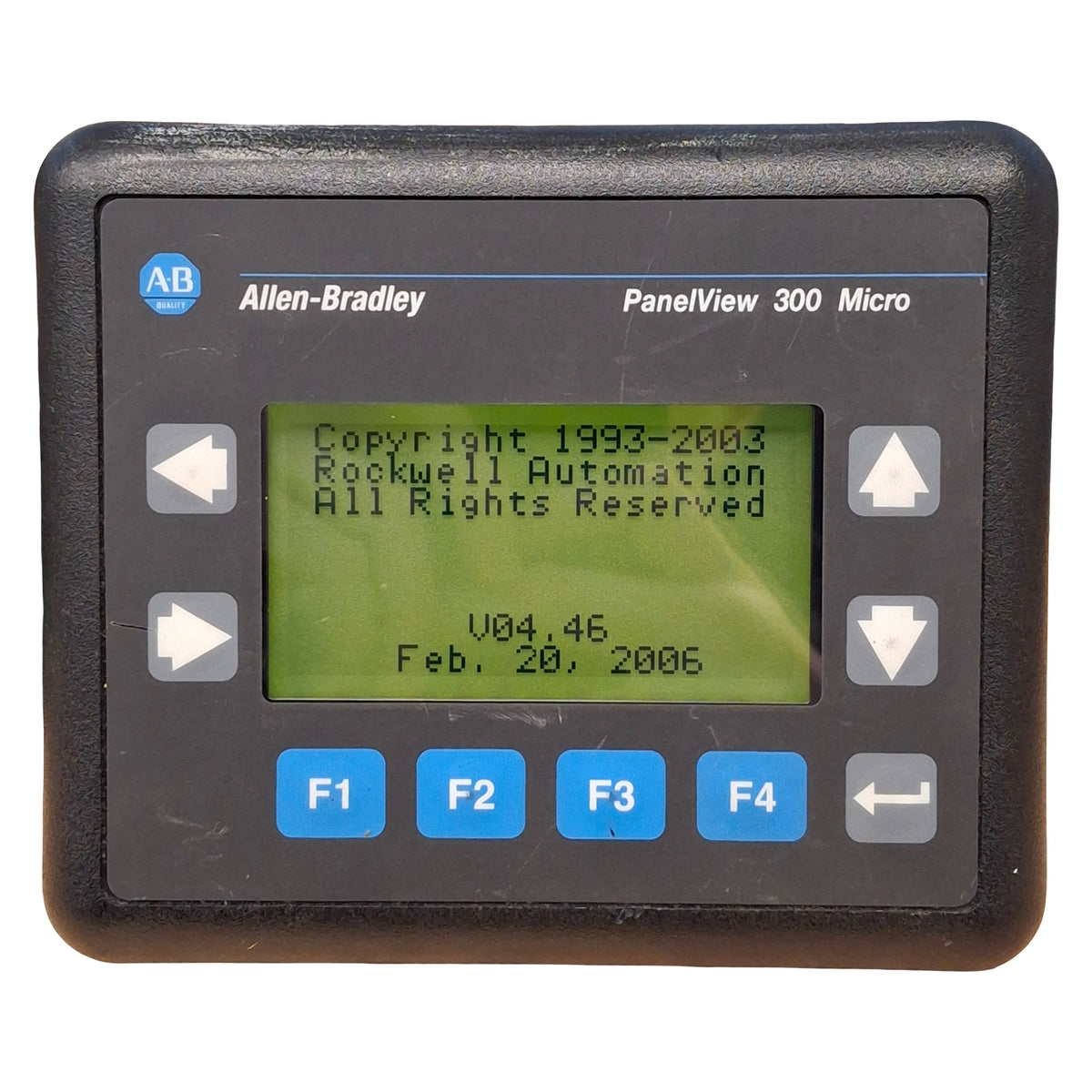 Used Allen Bradley 2711-M3A18L1 PanelView 300 Micro HMI, RS-232 8-Pin Mini DIN, 24VDC