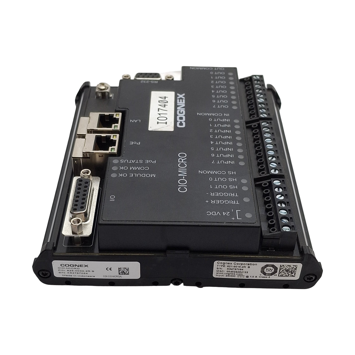 Used Cognex 825-0034-2R In-Sight I/O Expansion Module, 24VDC, 8 Inputs & 8 Outputs
